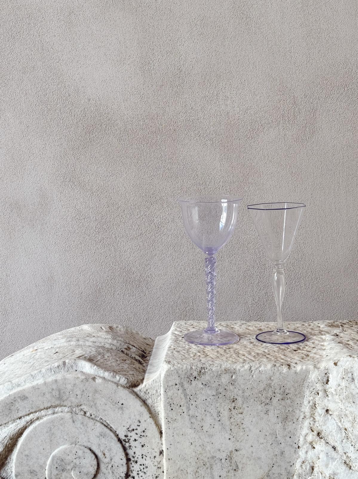 'Perfectly Unmatched' 1930s Marchese Murano Wine Glasses (Set of 8)