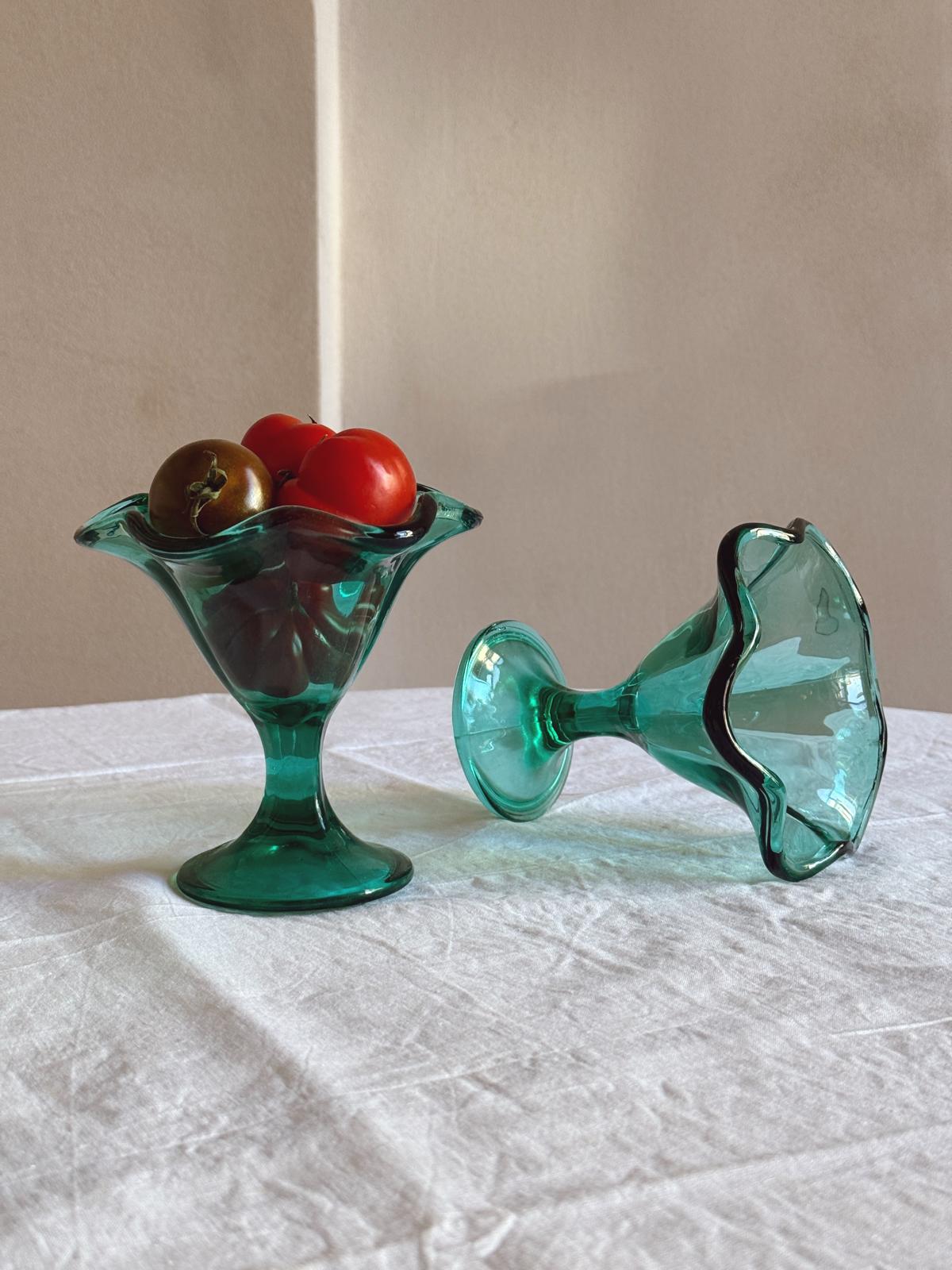 Set of Six Green Gelato Bowls