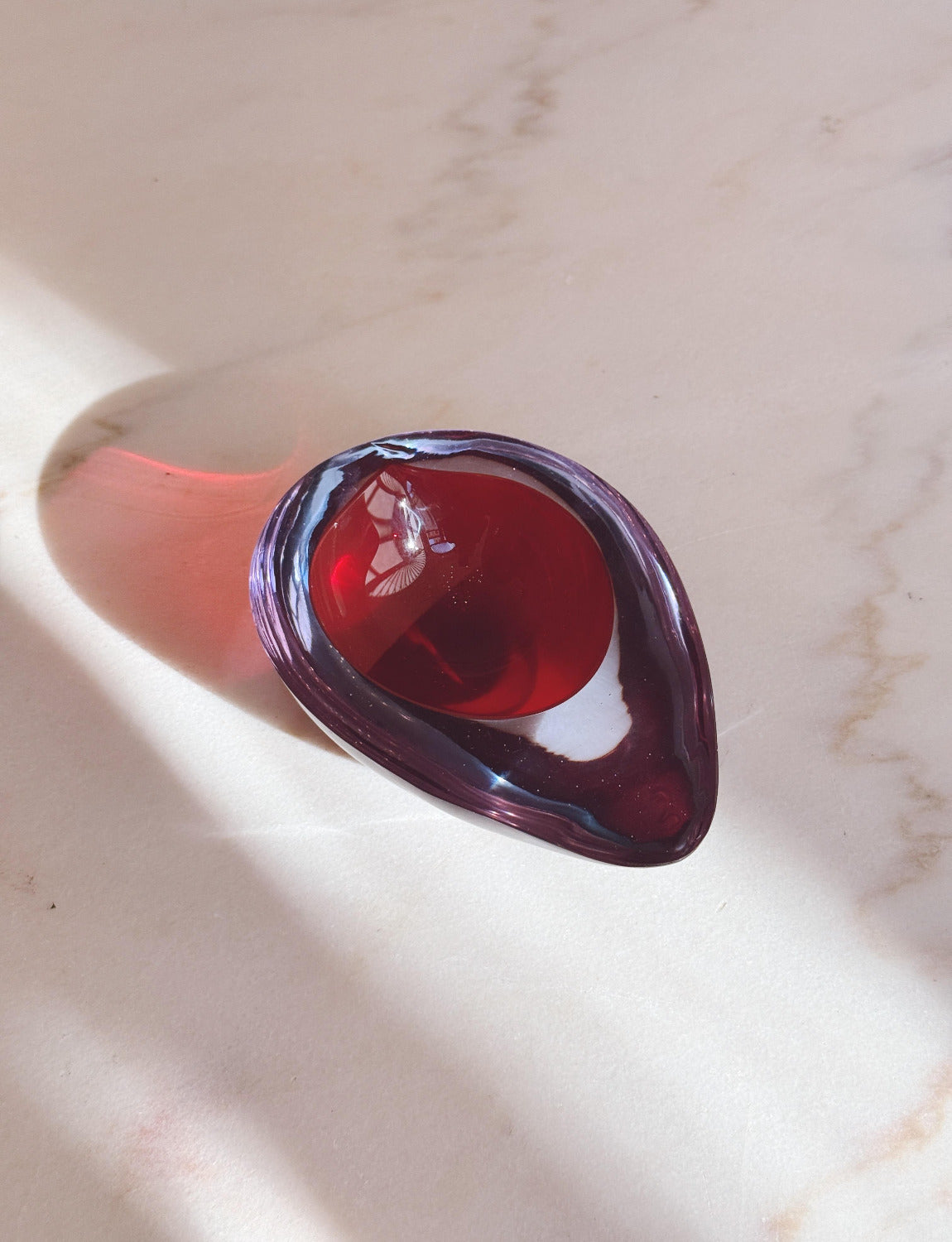 Flavio Poli 1960s Oval Sommerso Bowl in Pink & Red