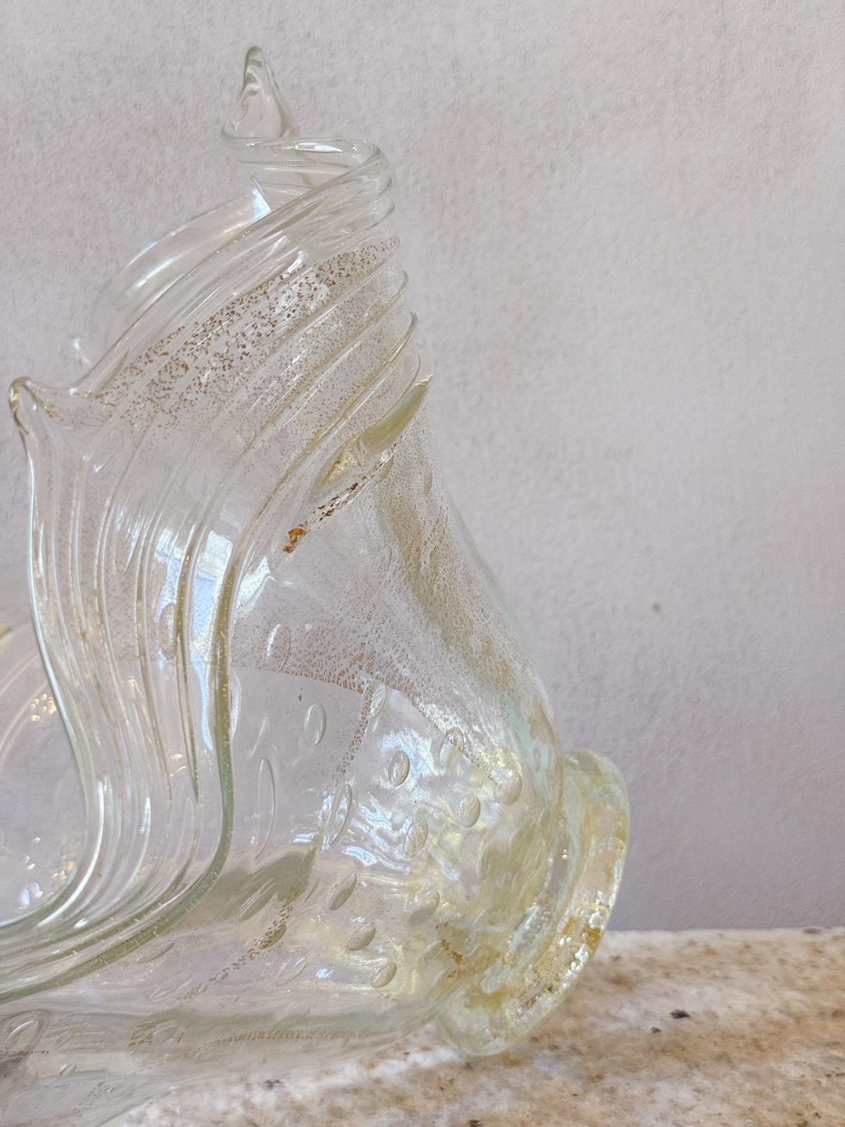 1960s Murano Glass Gold & Transparent Fluted Centrepiece