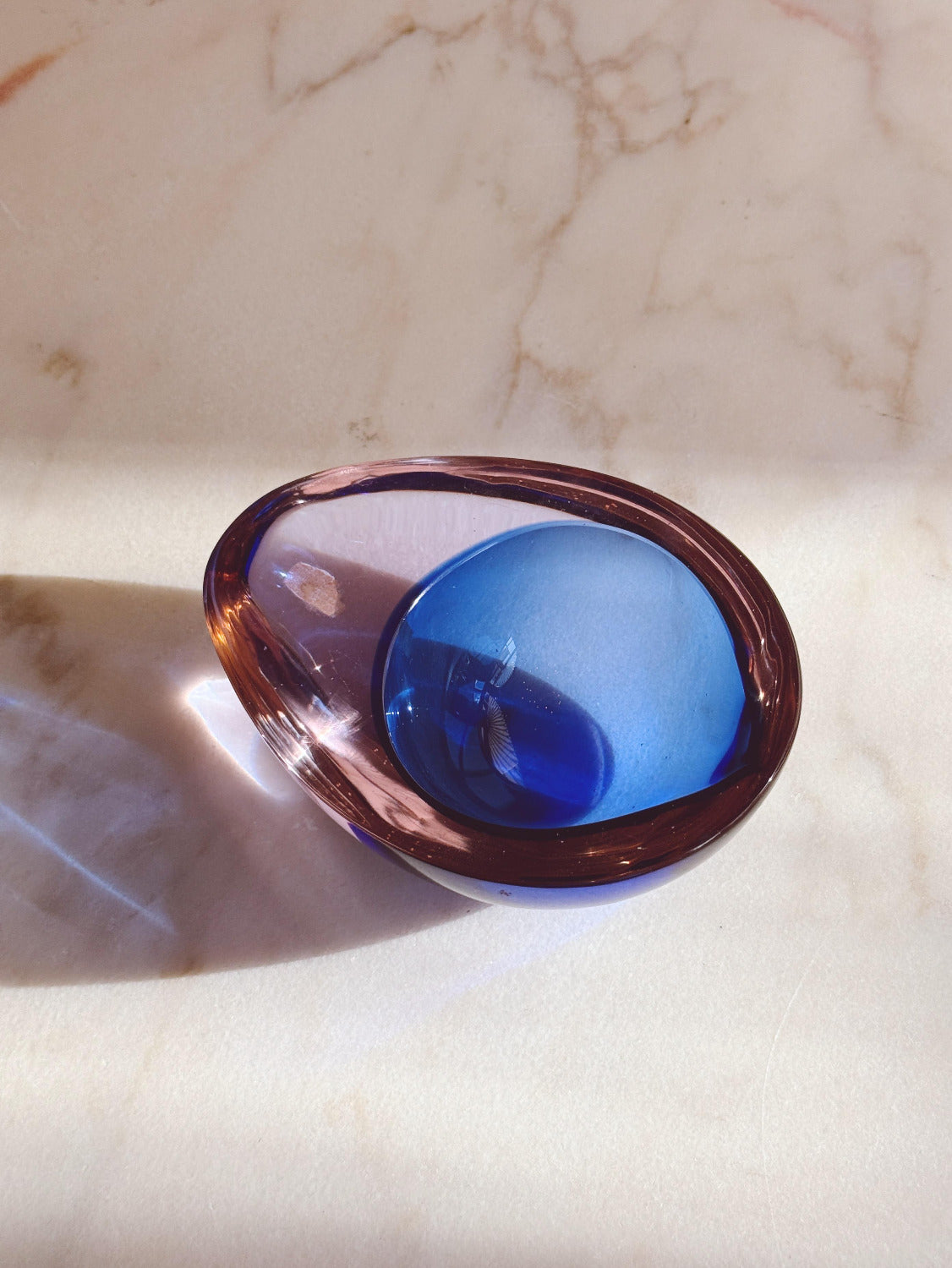 Flavio Poli 1960s Oval Sommerso Bowl in Purple & Blue