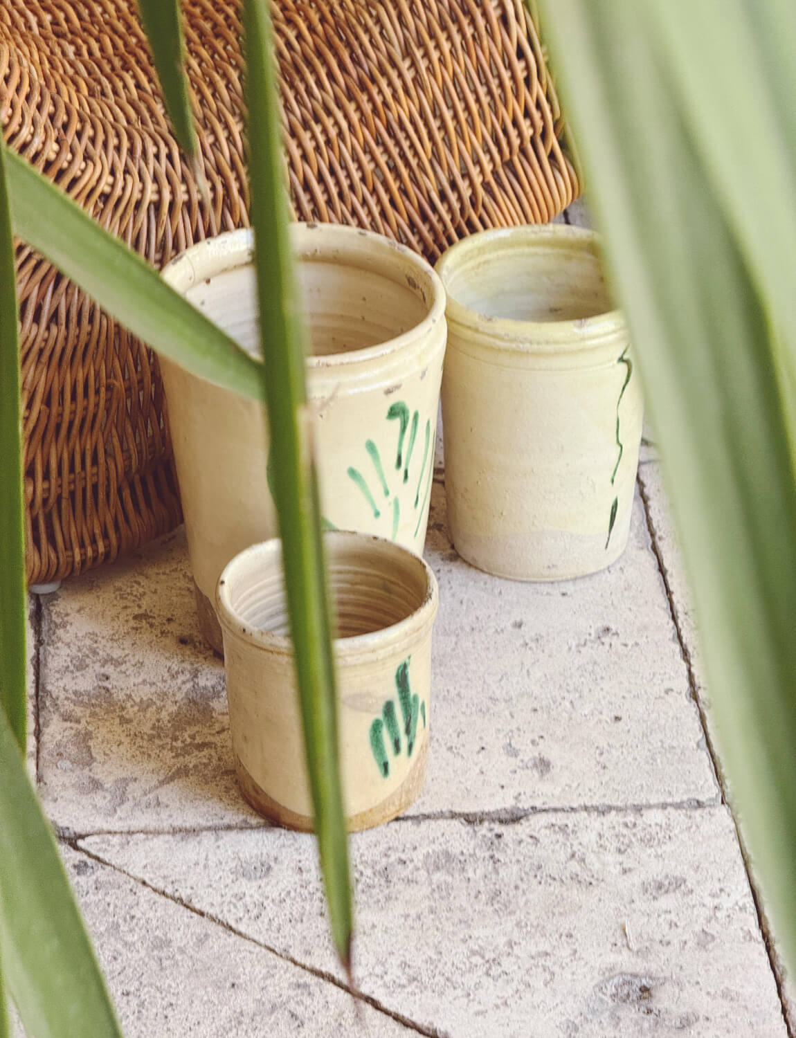 Set of Three 1930s Tree of Life Ceramic Jars
