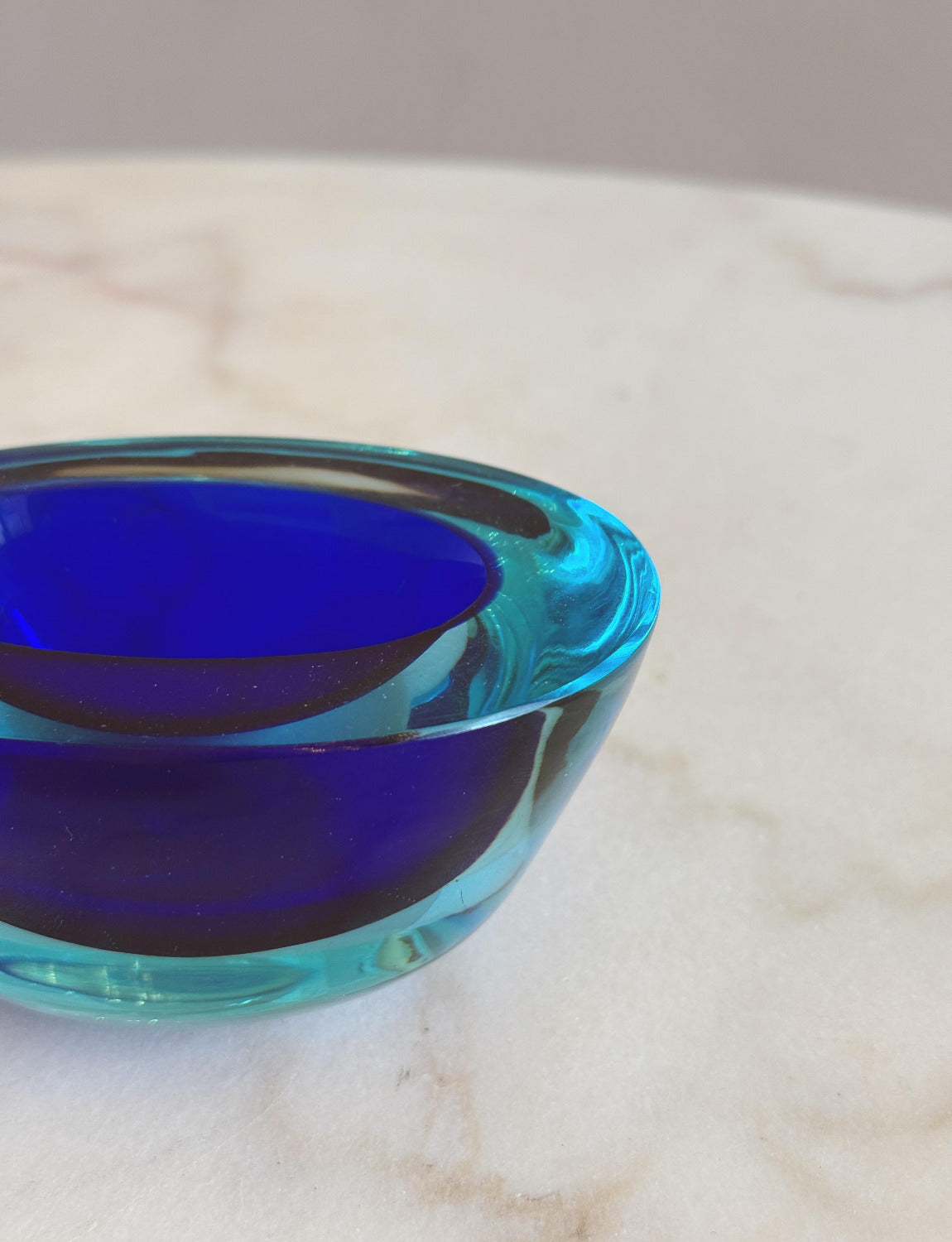 1960s Small Murano Glass Flavio Poli Turquoise and Blue Bowl