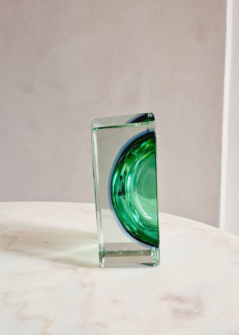 1960s Green Rectangular Murano Glass 'Ripley' Ashtray