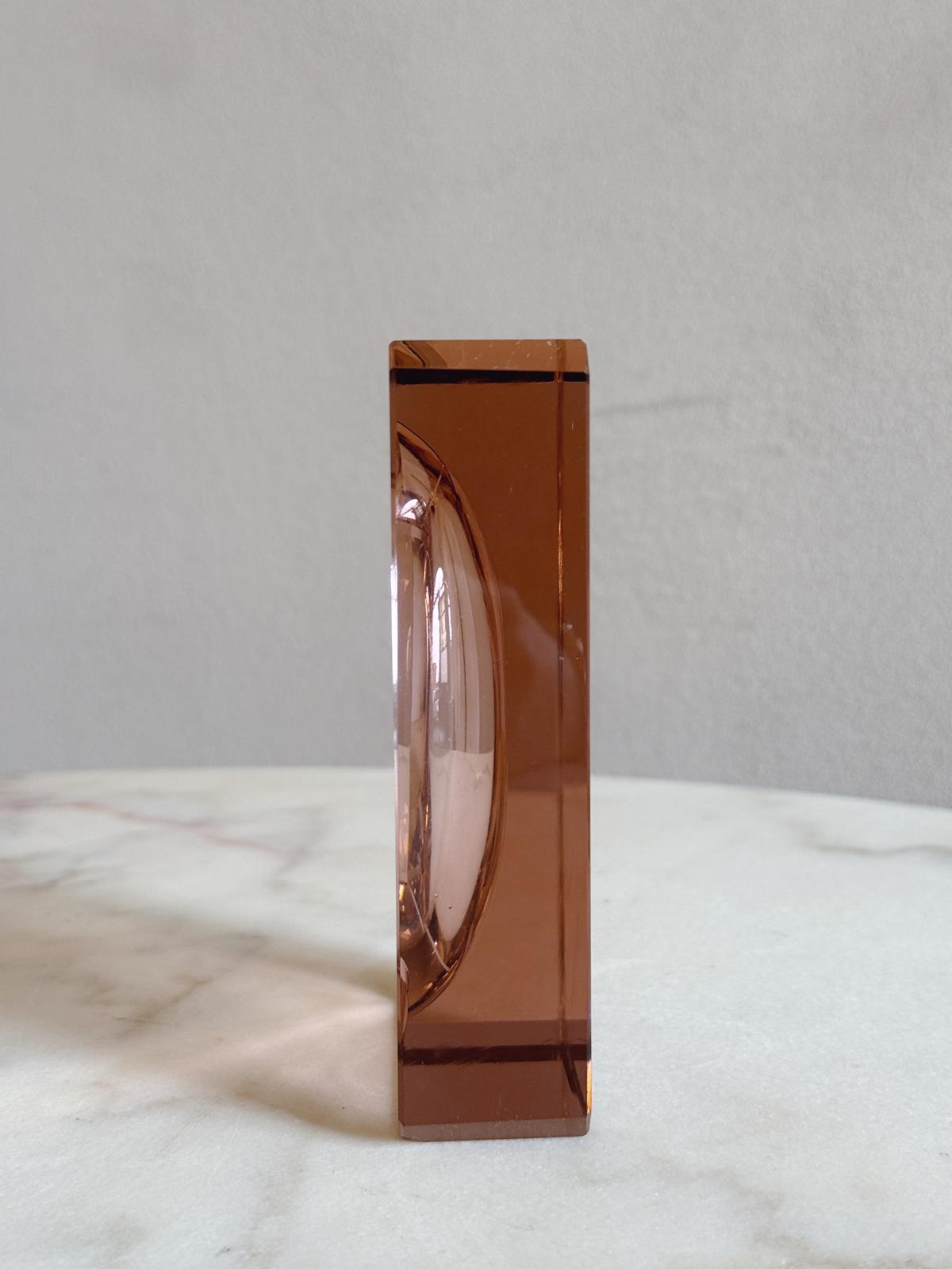 1950s Murano Glass Pink Rectangular Bowl