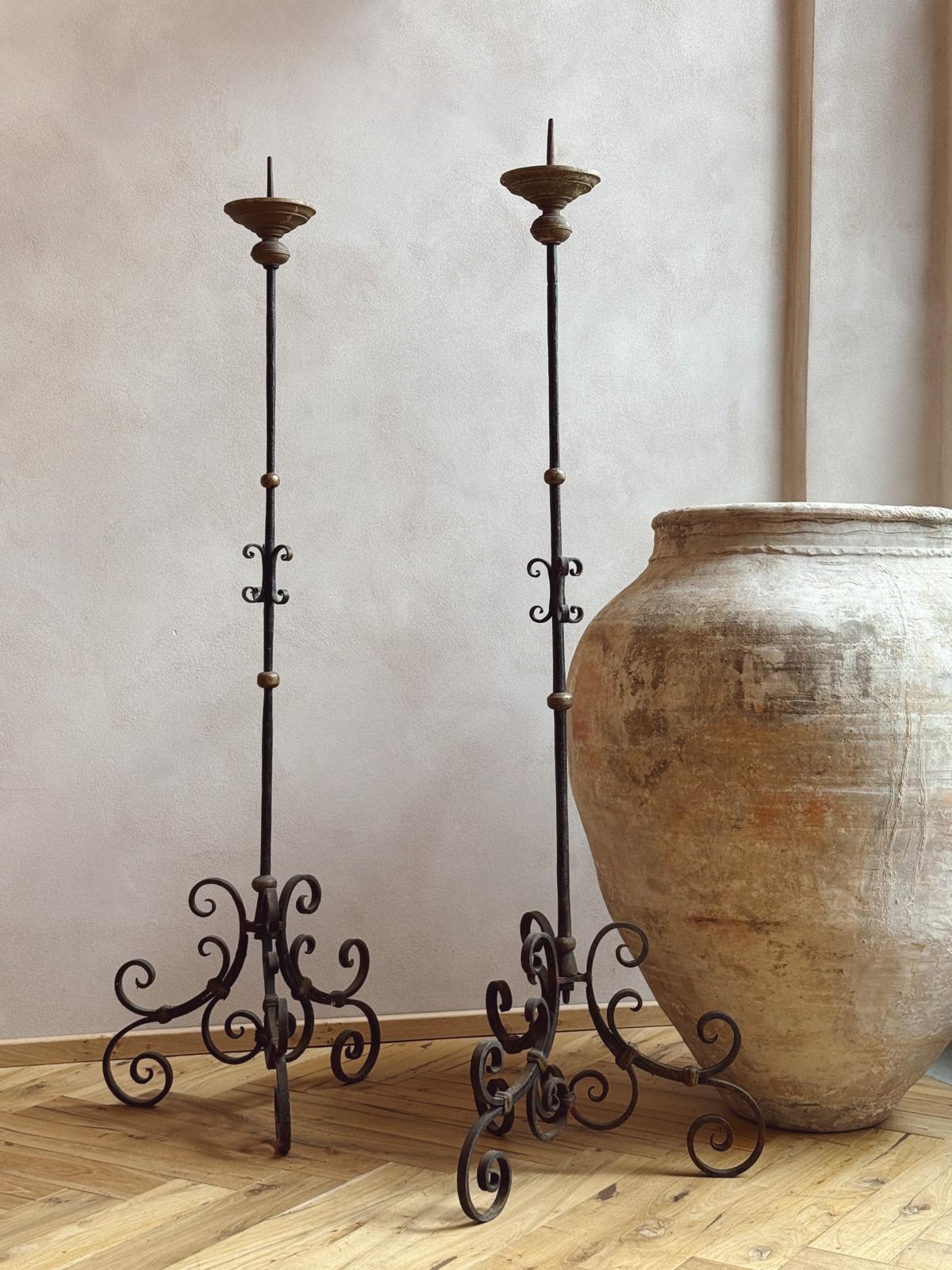 Pair of late 18th Century Iron Candelabra