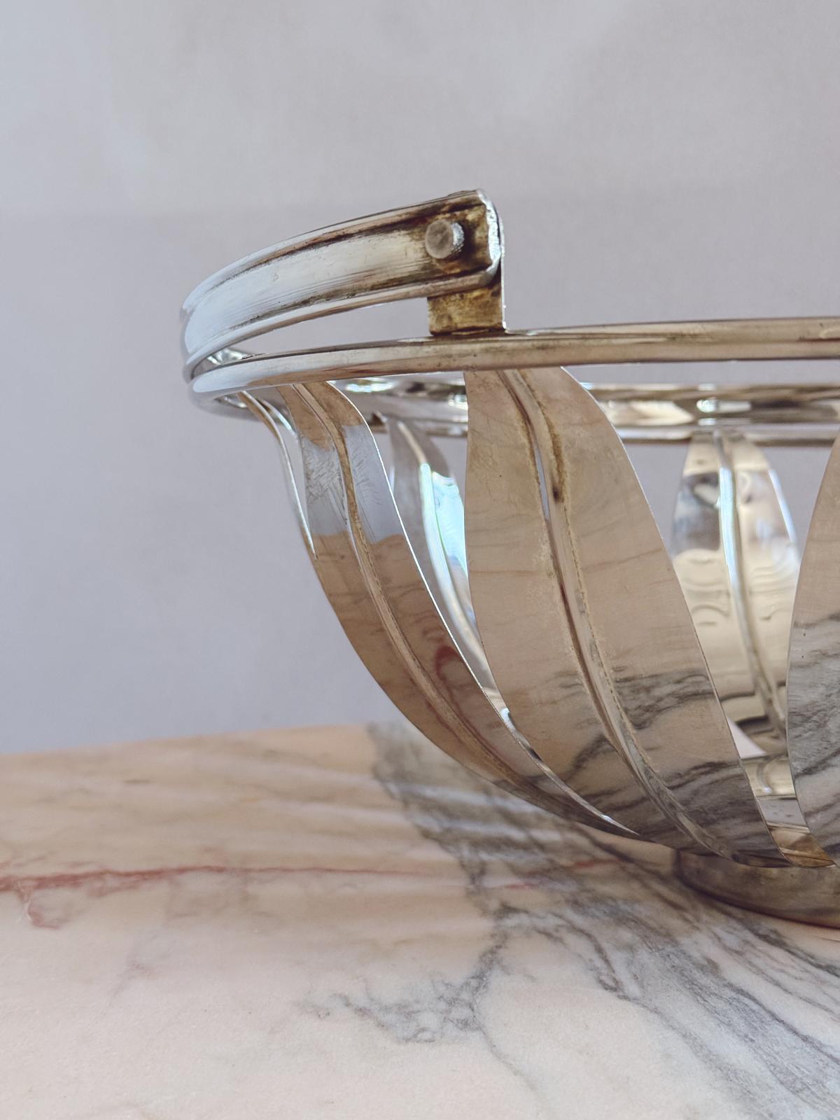 1970s Large Metal Leaf Display Basket