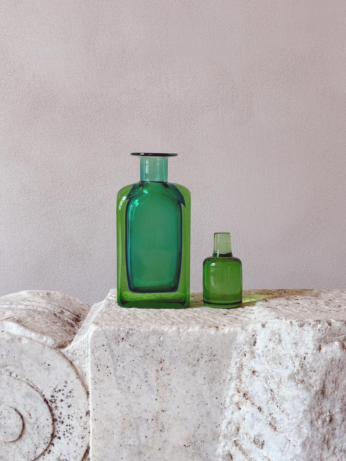 1950s Hand-blown Green Cenedese Bottle
