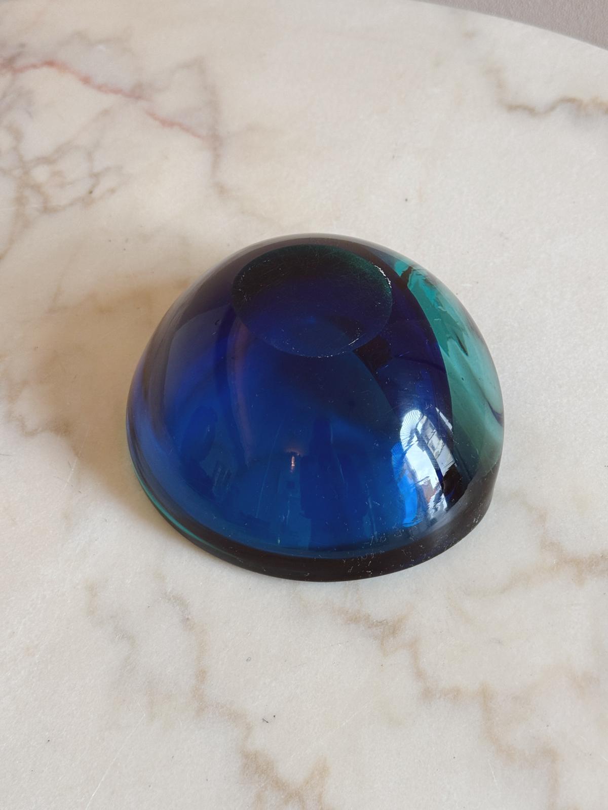 1960s Bright Blue Murano Glass Bowl