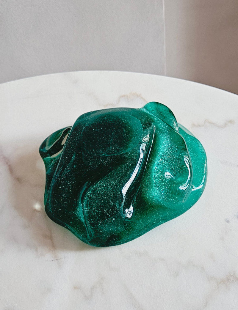 1960s Murano Glass 'Wobbly' Green Bowl