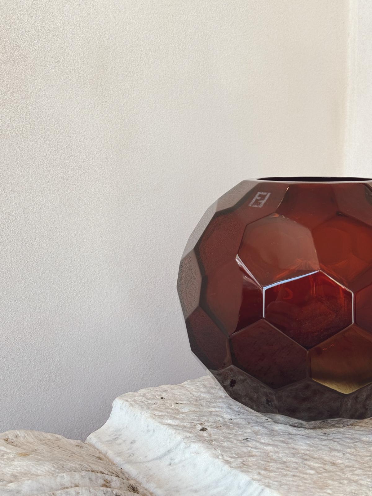 Pair of Murano Glass Spherical Vases by Fendi Casa