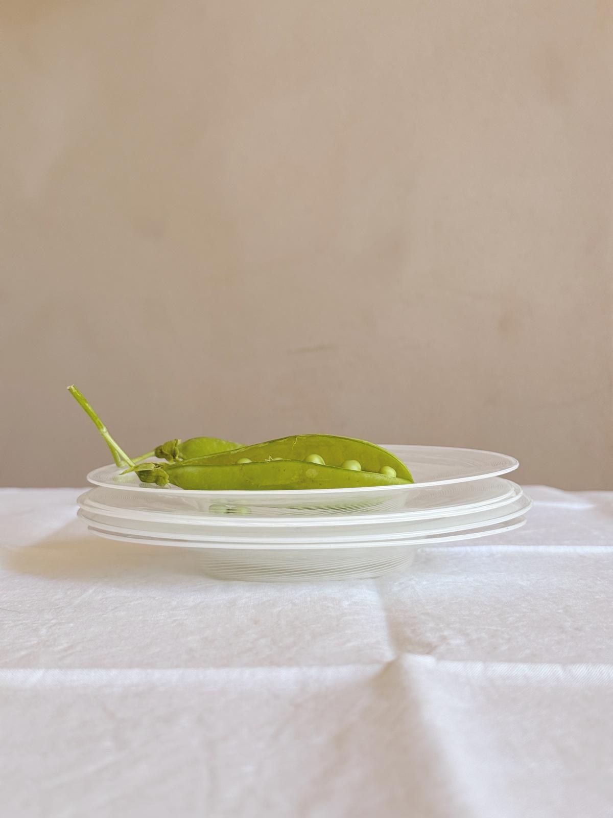 Set of 5 1950s Striped Filigrana Hand-blown Venini Murano Glass Fruit Plates