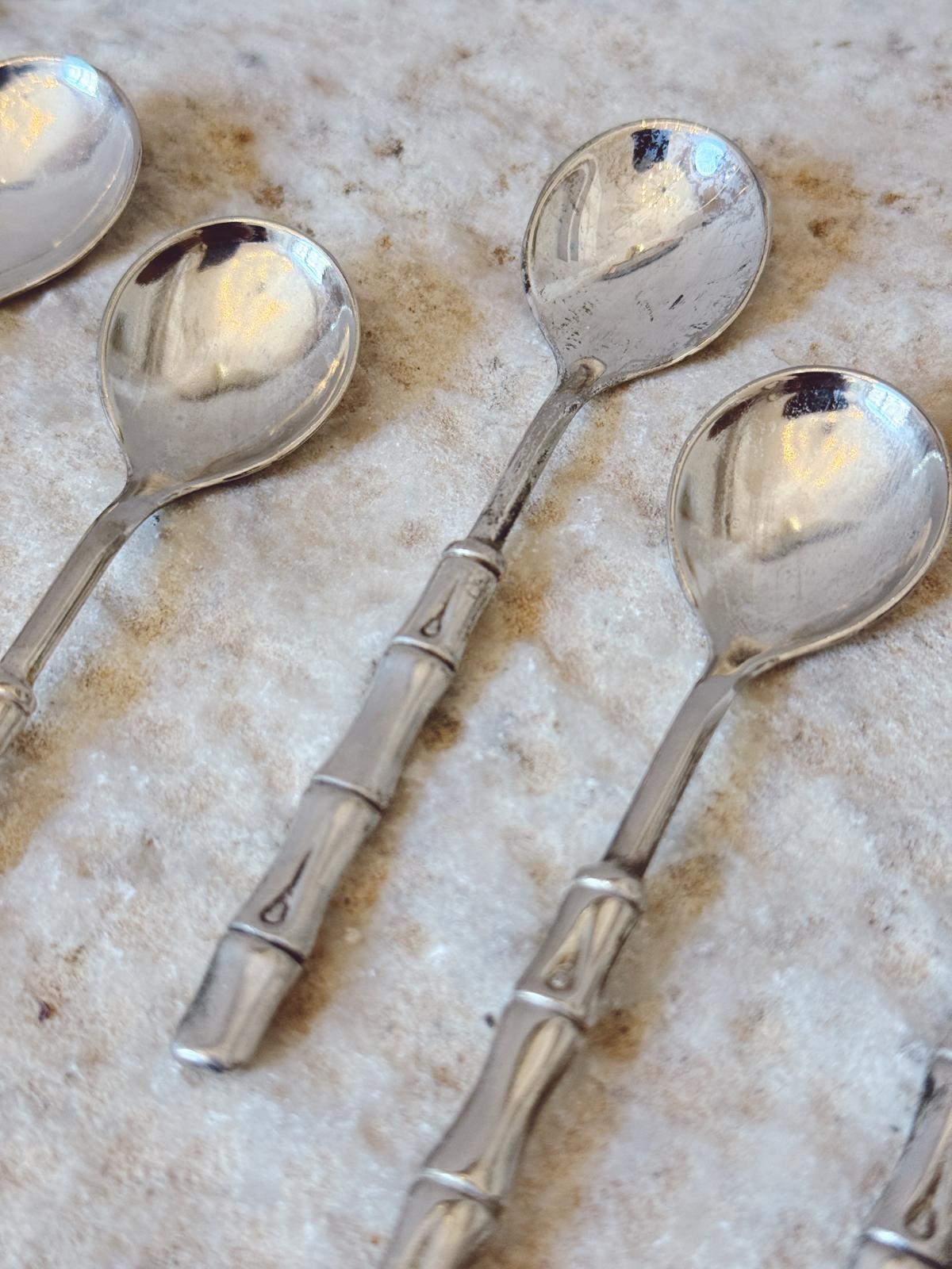 Set of 6 1970s Silver-plated 'Bamboo' Teaspoons