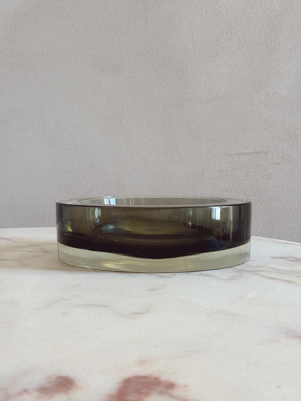 1960s Flavio Poli Large circular grey bowl