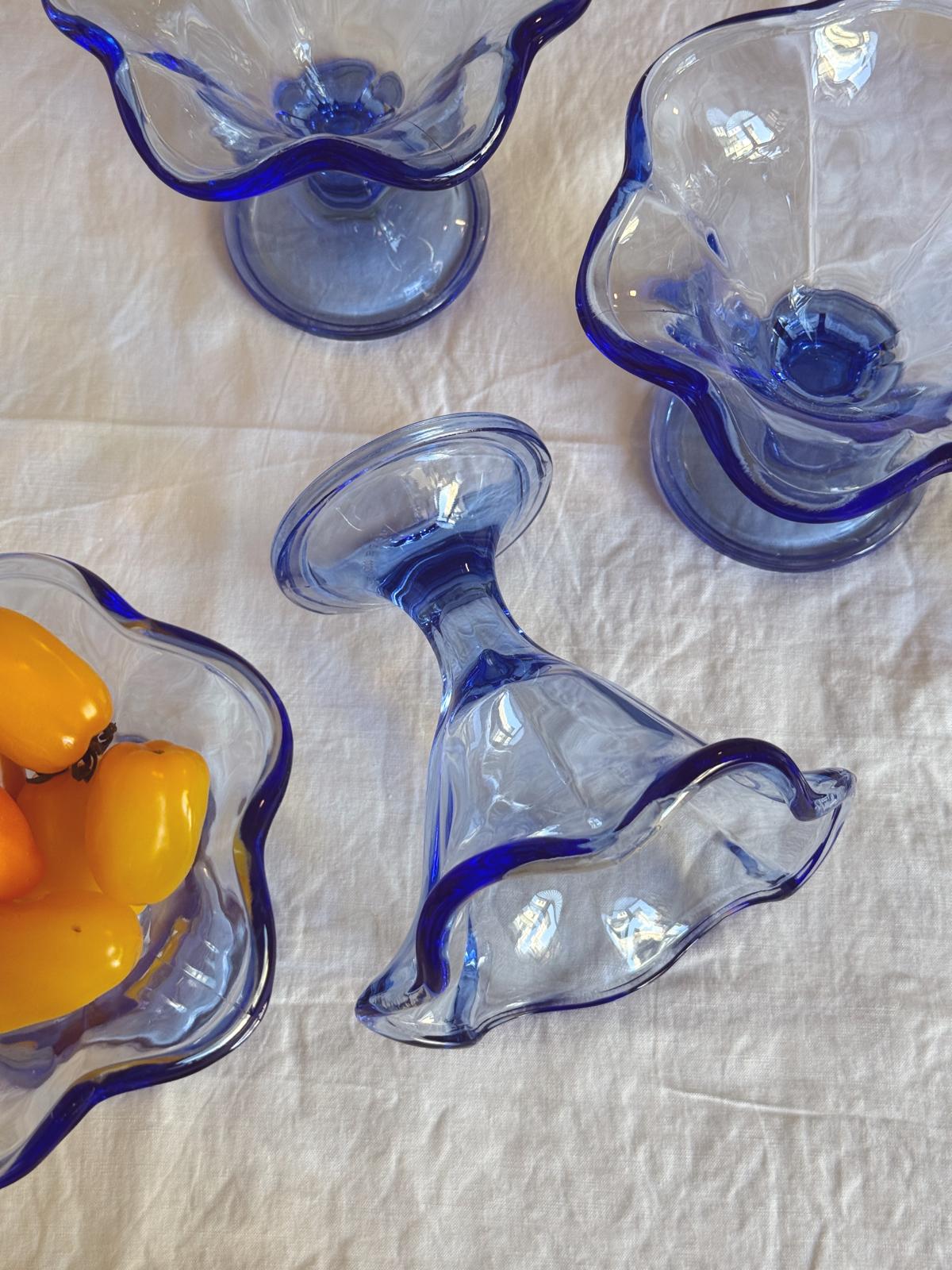 Set of Six Transparent Light Blue Gelato Bowls