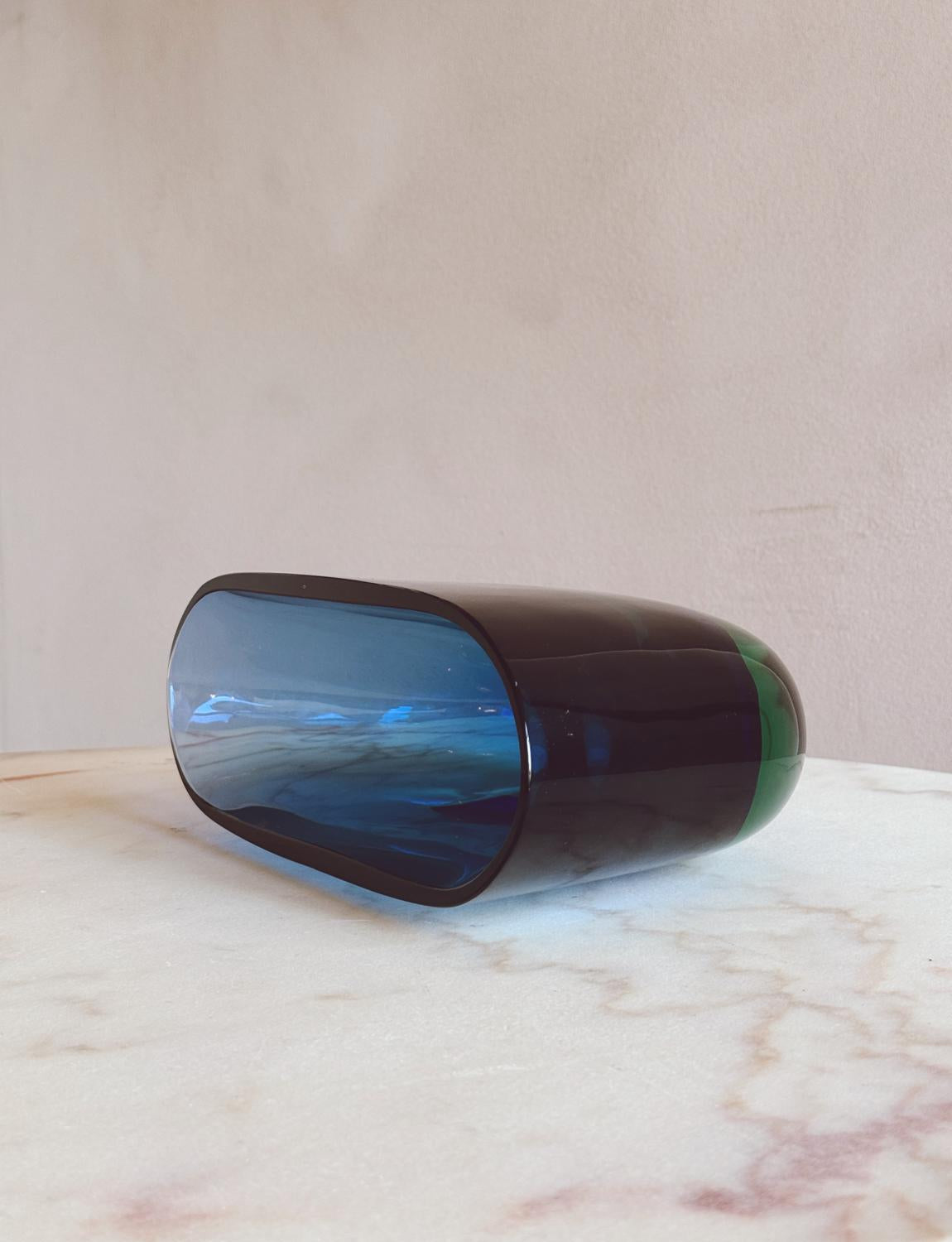 1960s Large Blue Flavio Poli Sommerso Vase