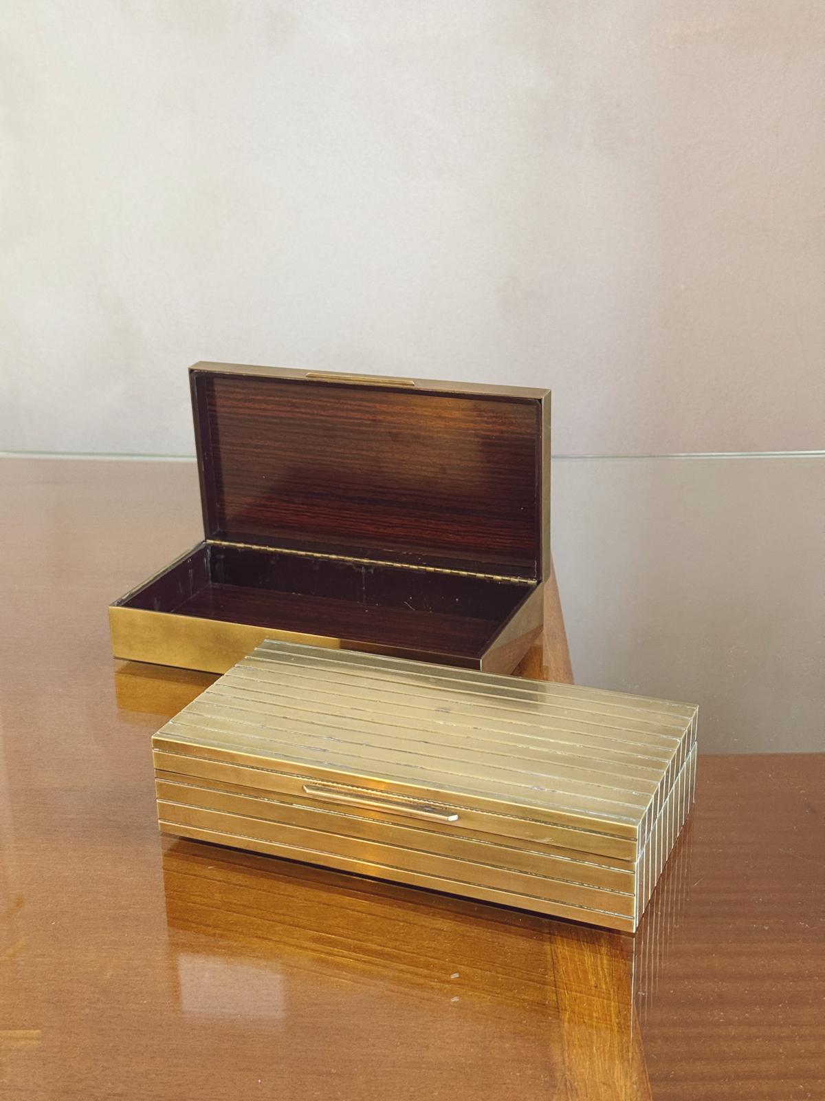 1970s Brass Desk Box with horizontal stripes