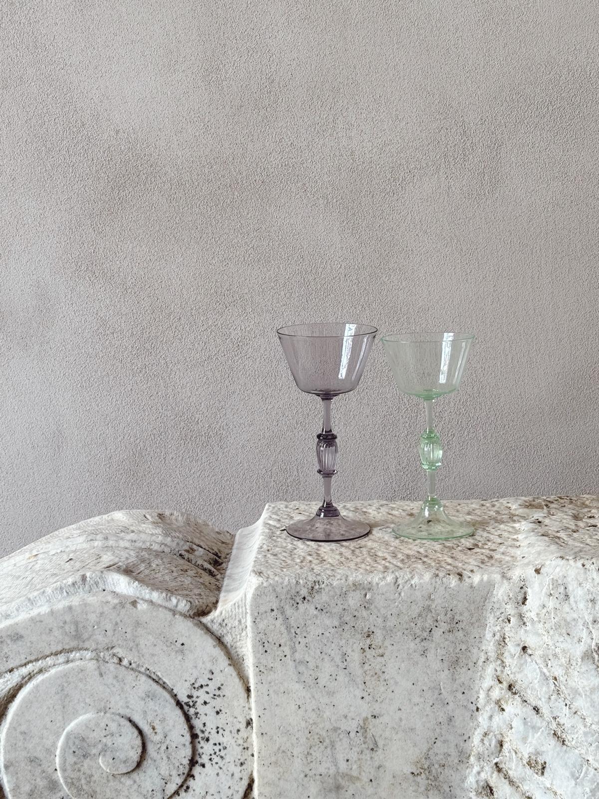 'Perfectly Unmatched' 1930s Marchese Murano Wine Glasses (Set of 8)
