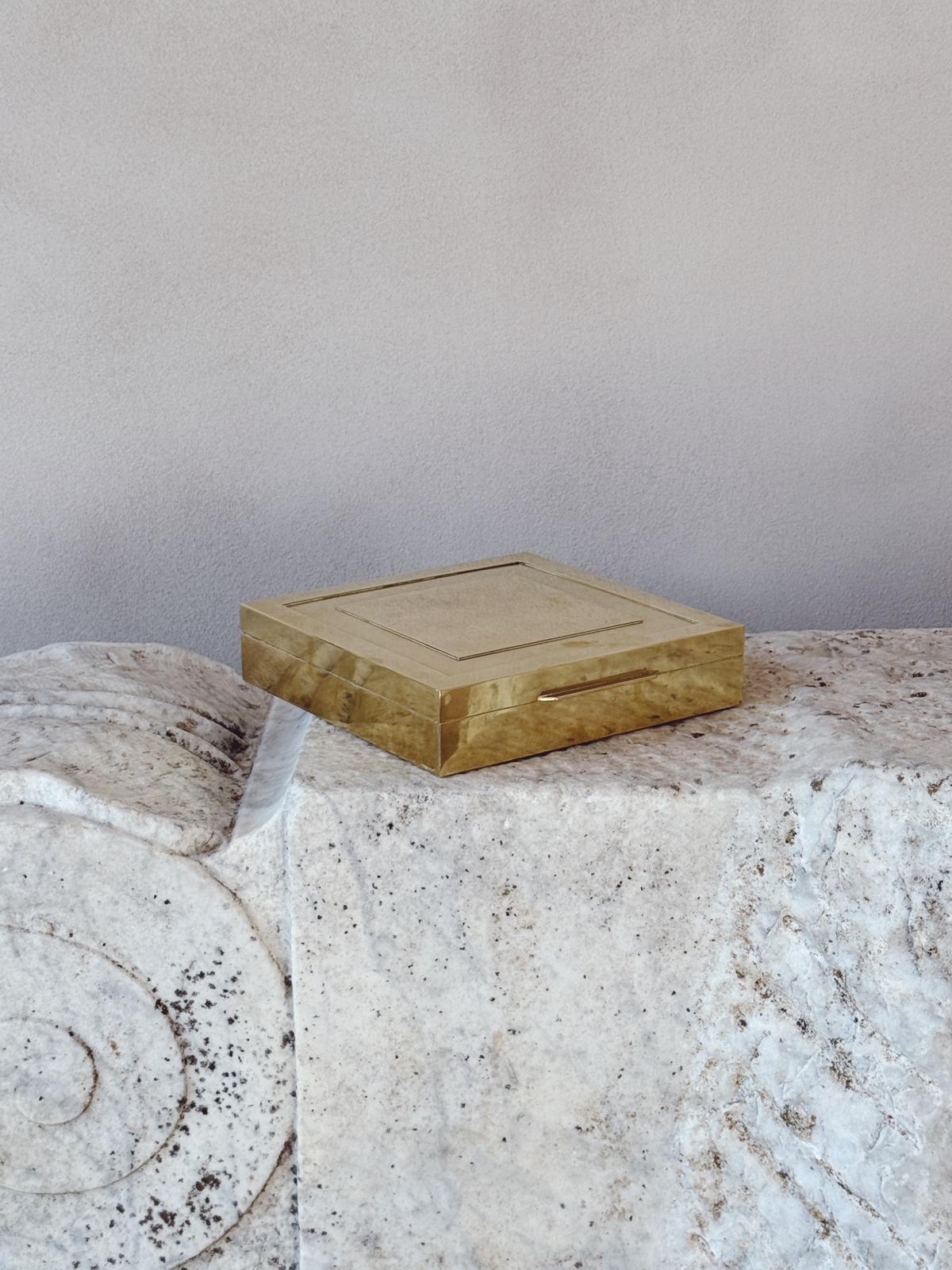 1970s Liwans Square Brass Desk Box
