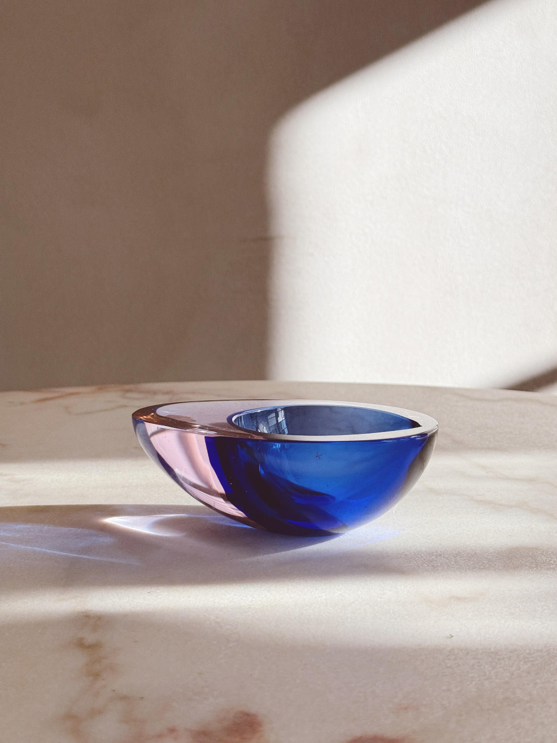 Flavio Poli 1960s Oval Sommerso Bowl in Purple & Blue