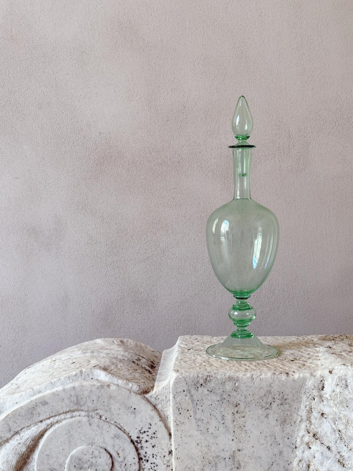 Hand-Blown Murano Glass Decanters by Pauly & Co., Green & Blue, 1940s