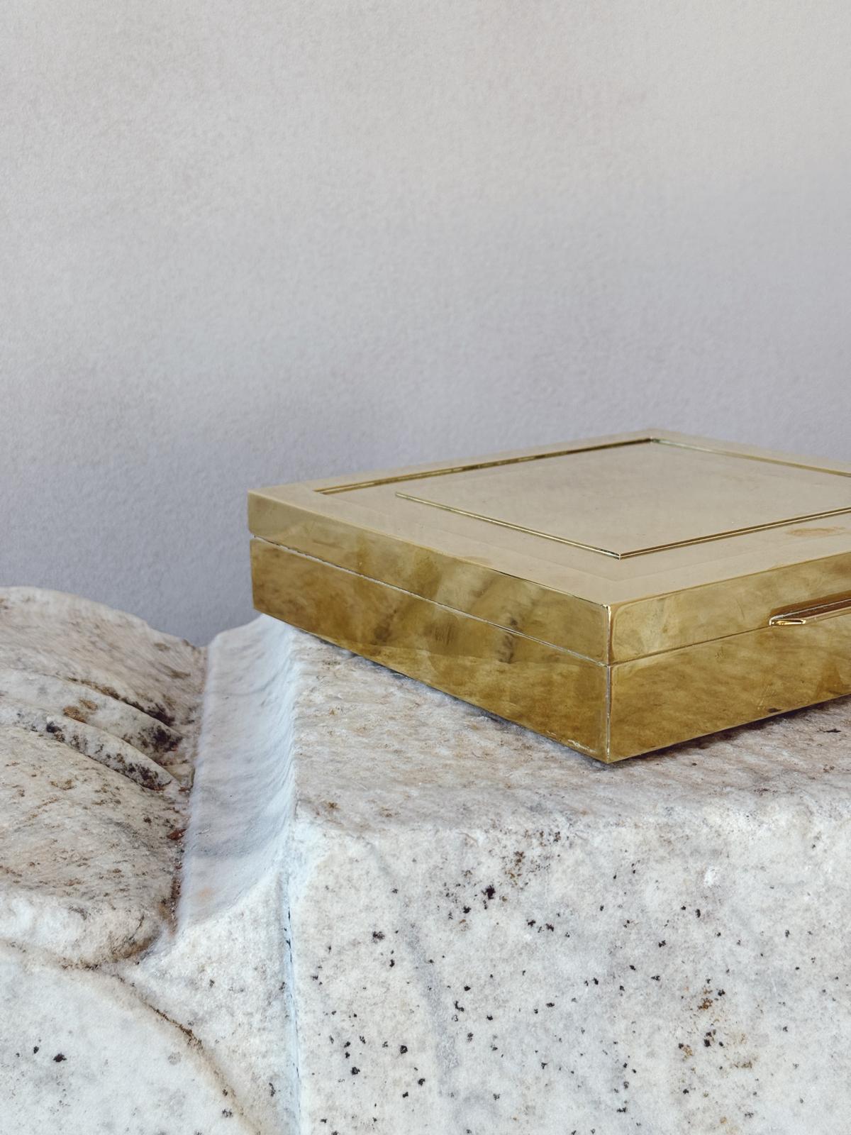 1970s Liwans Square Brass Desk Box