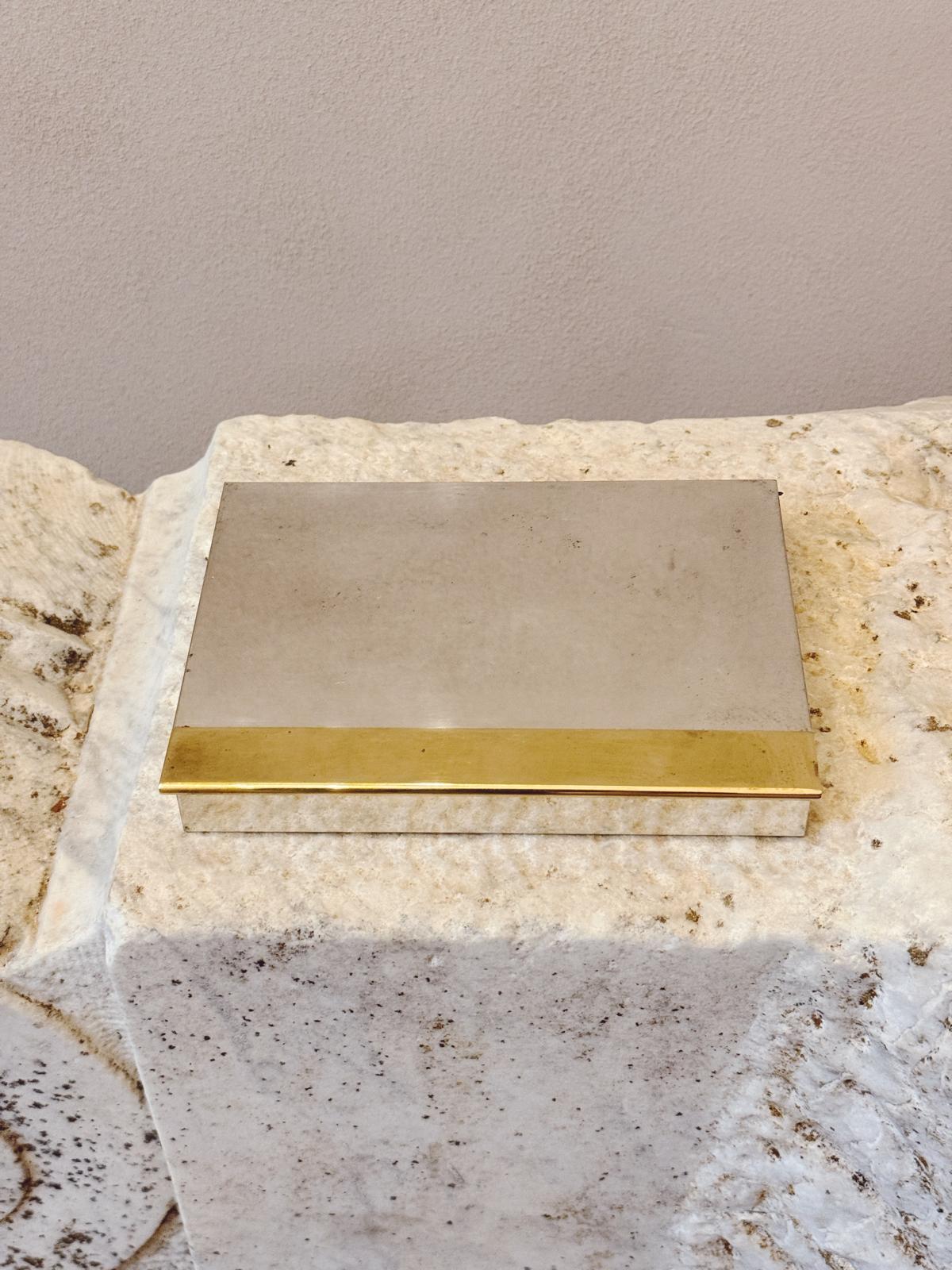 1970s Chrome and Brass 'Libro' Desk Box