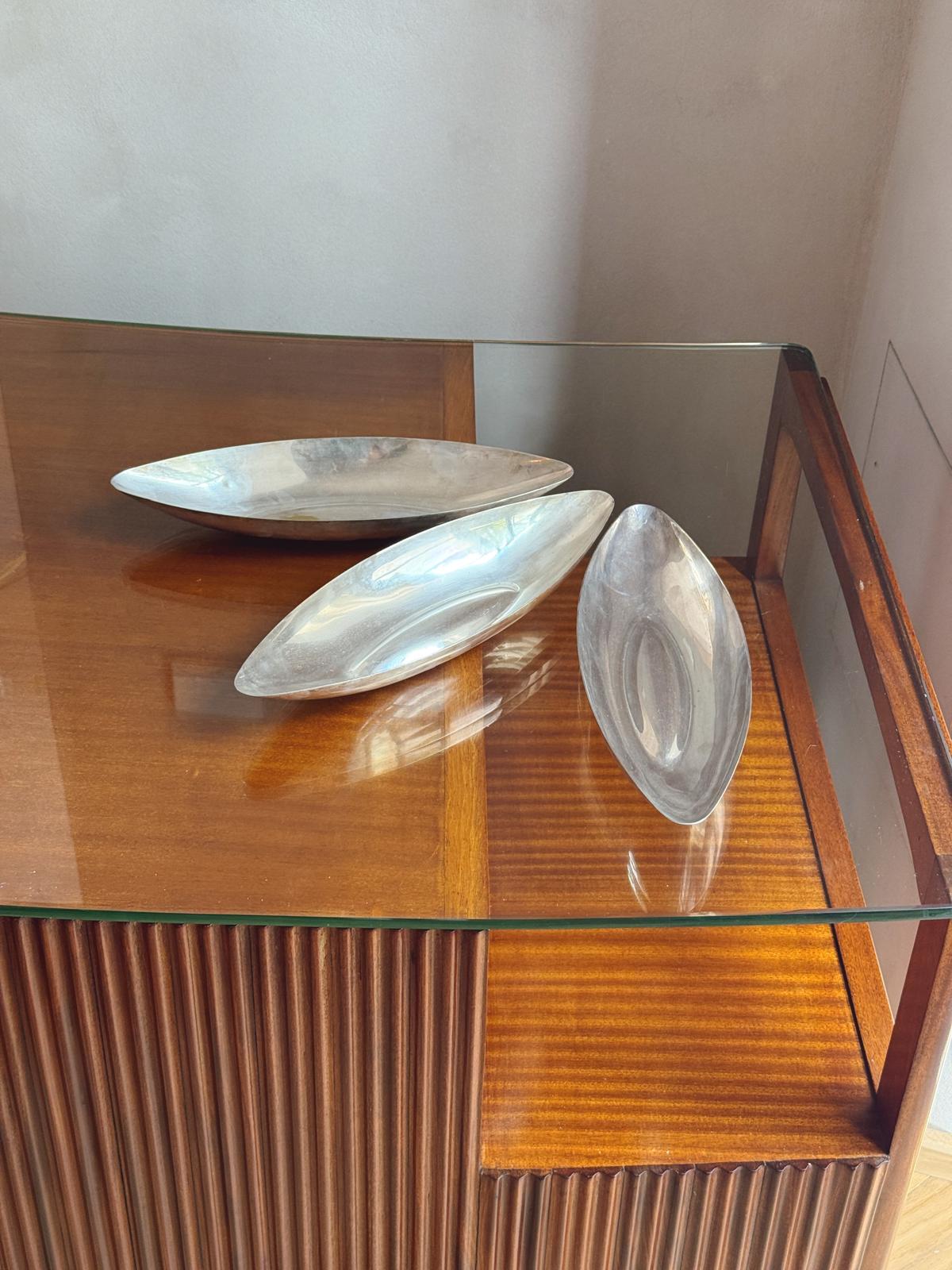 Set of Three 1960s Lino Sabattini Silver-Plated Boat Bowls