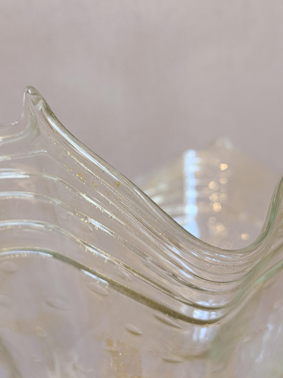 1960s Murano Glass Gold & Transparent Fluted Centrepiece