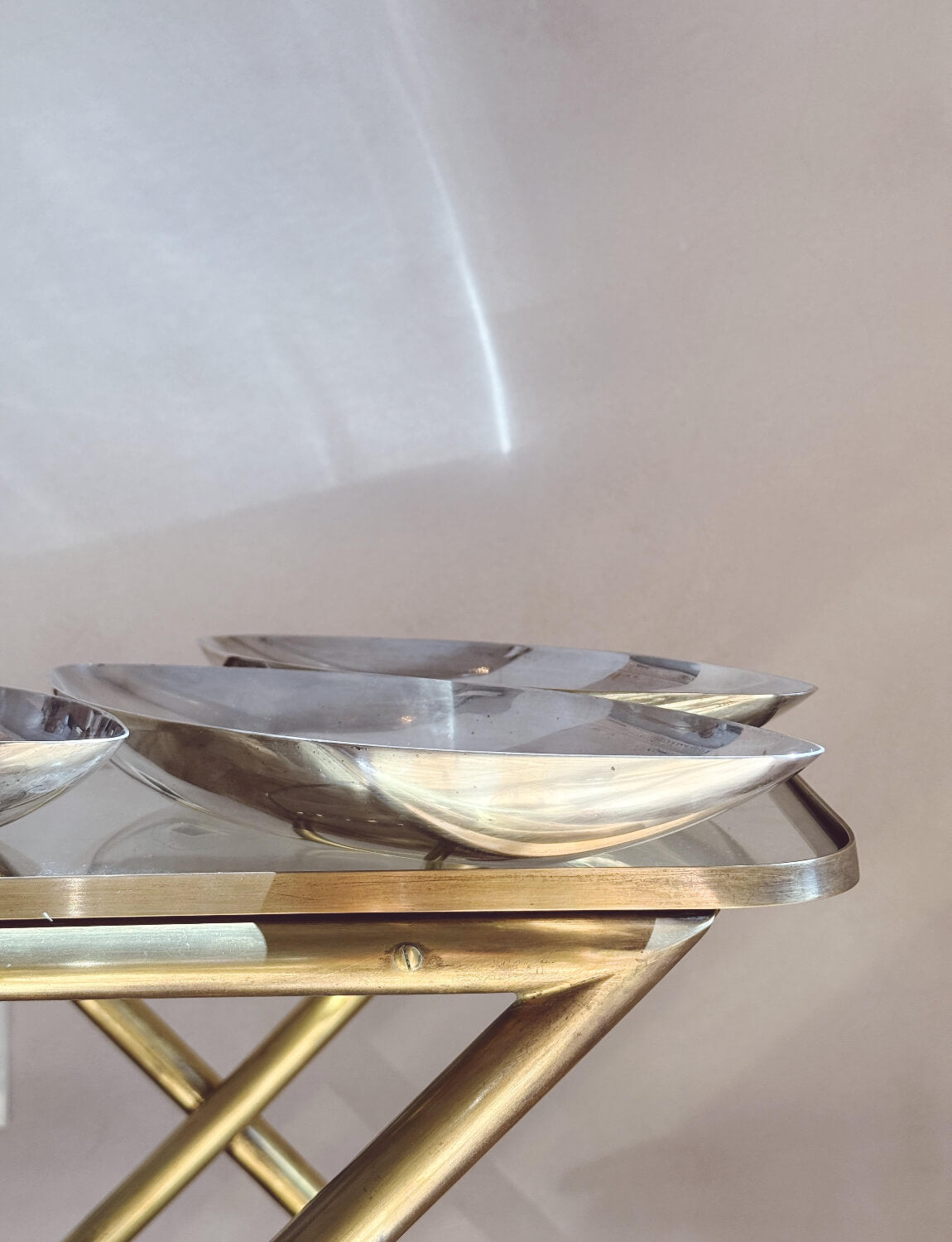 Pair of 1960s Christofle Silver Aperitivo Boat Plates