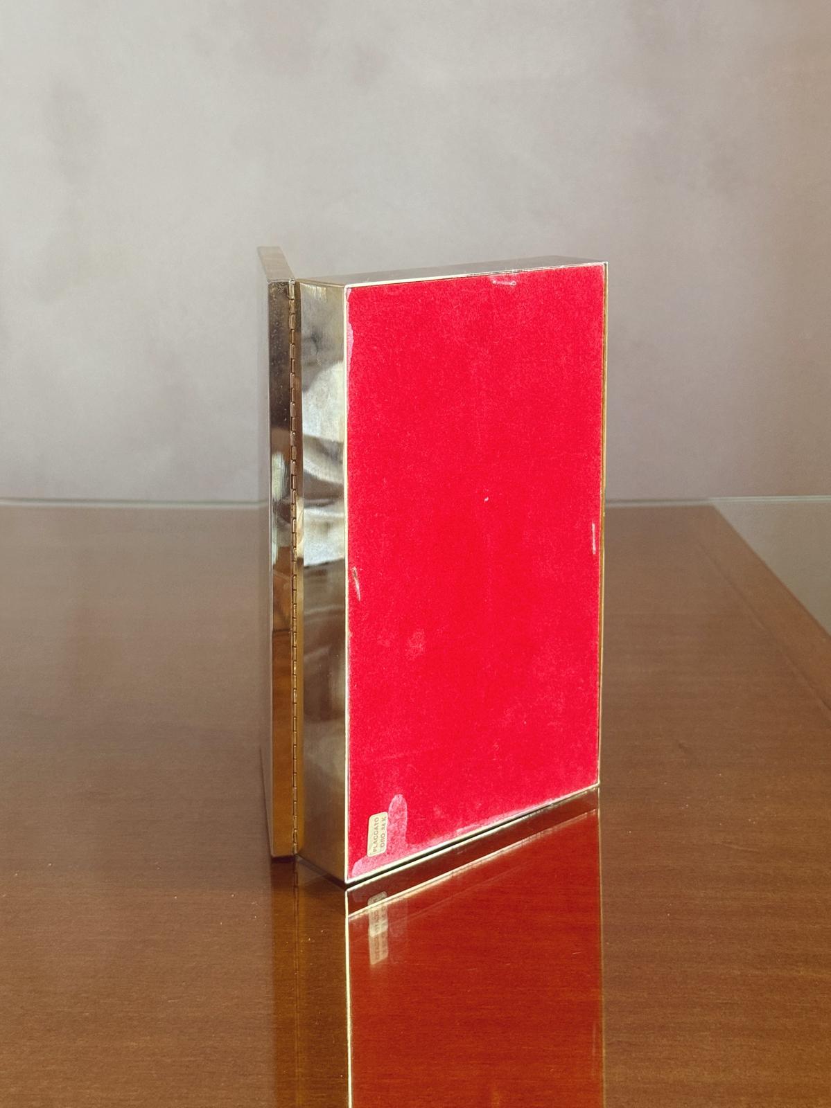 1970s Silver and Gold Plated Desk Box with Diagonal Stripes