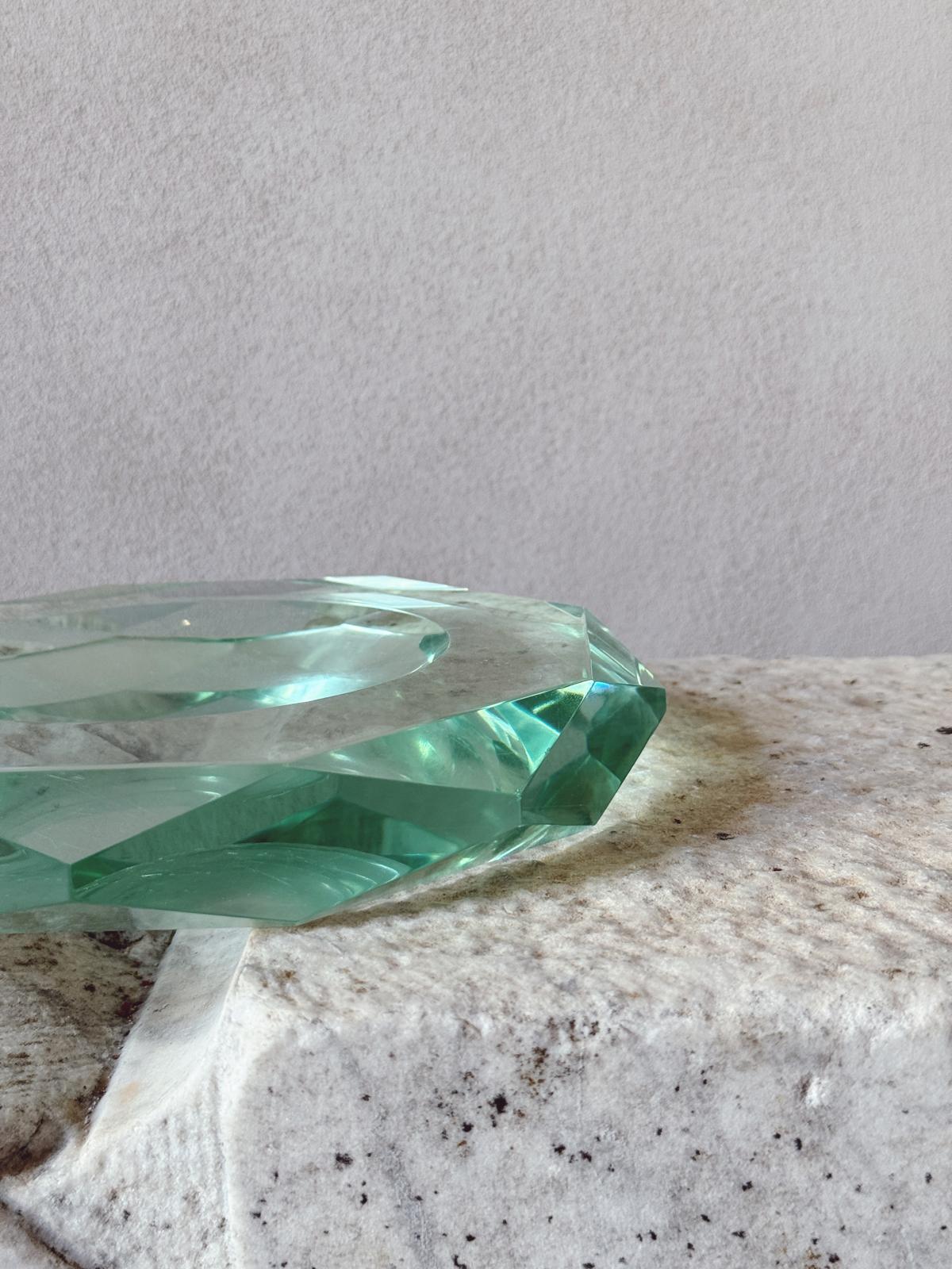 1970s Octagonal Fontana Arte Turquoise bowl