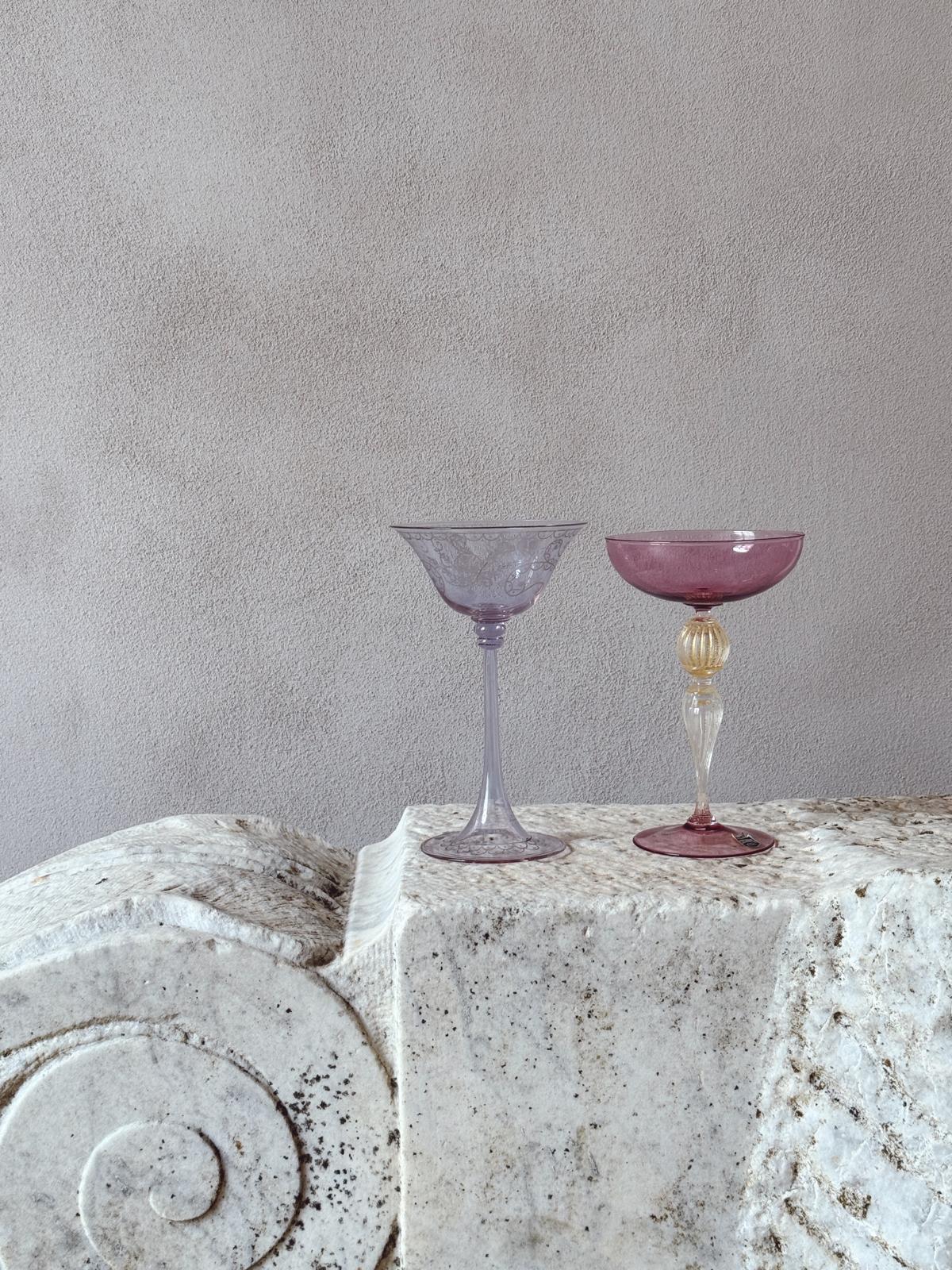 Perfectly Unmatched: 1930s Contessa Murano Cocktail Glasses (Set of 8)