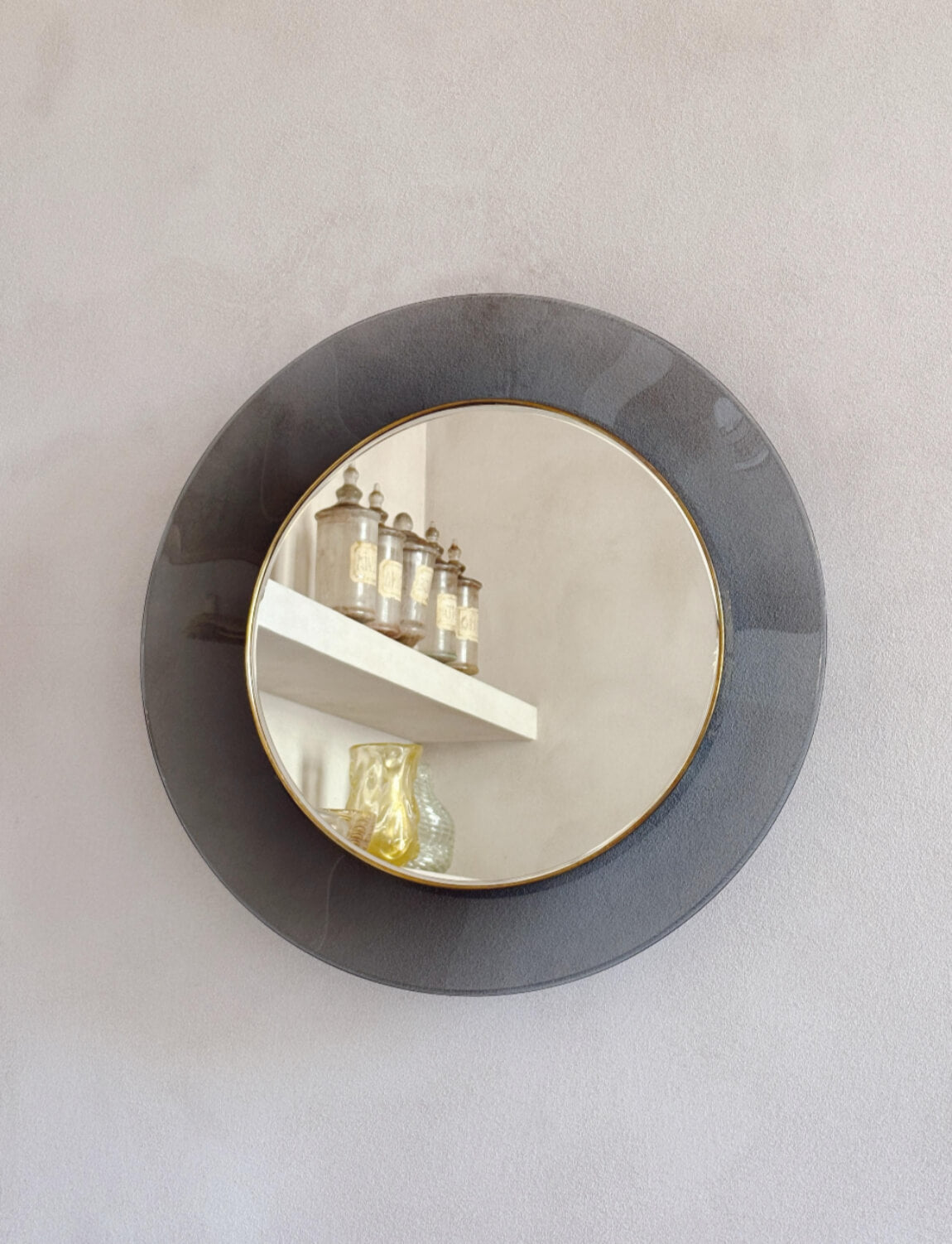 1960s Max Ingrand for Fontana Arte Grey Glass Mirror