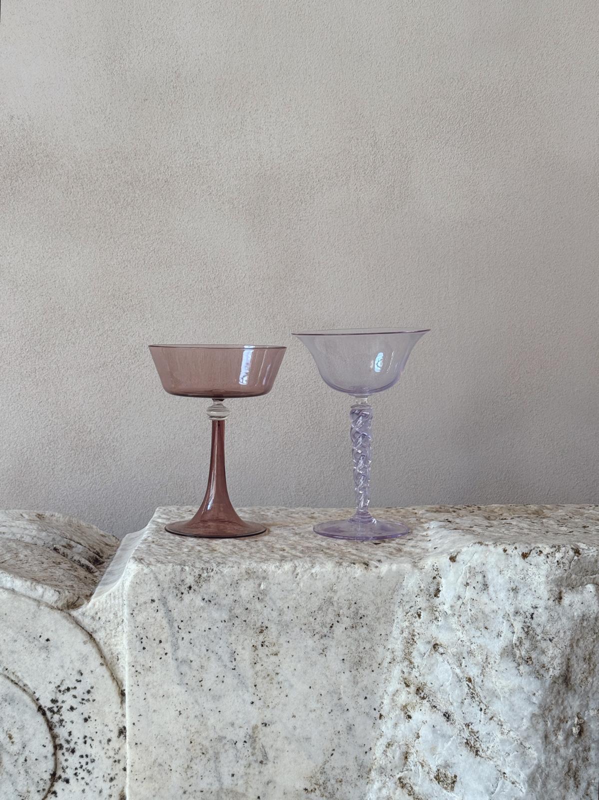 Perfectly Unmatched 1930s Duchessa Murano Cocktail Glasses (Set of 8)