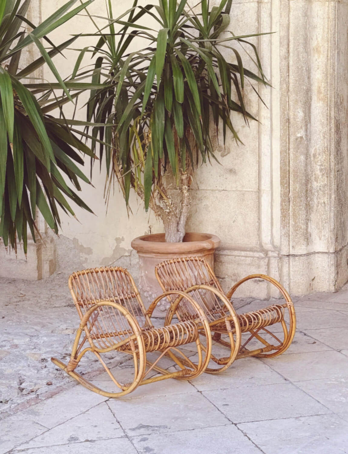 Pair of 1970s Children's Wicker Rocking chairs