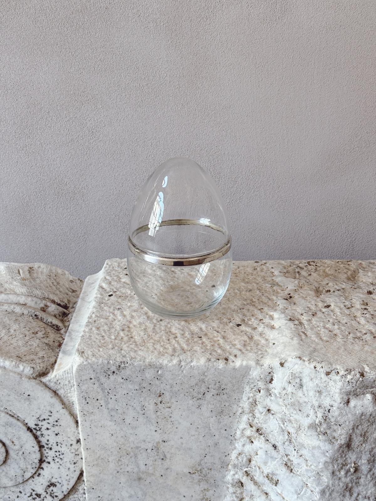 1970s Transparent Murano Glass Egg Box