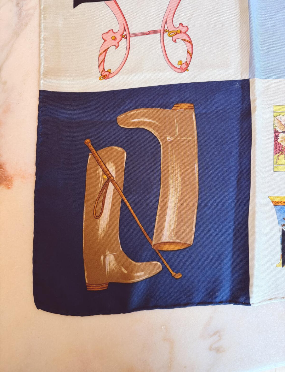 1980s Blue Gucci Silk Scarf