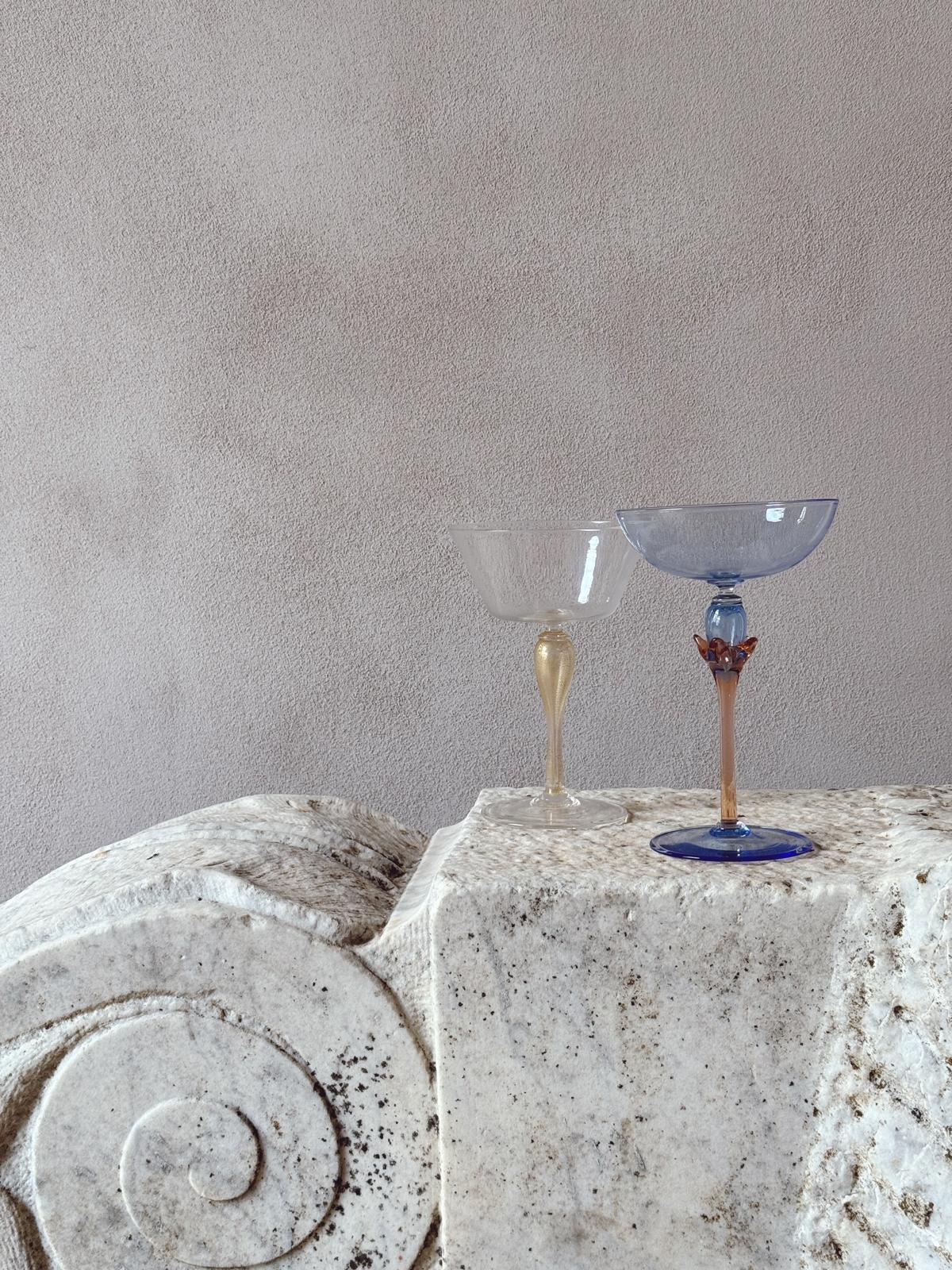 Perfectly Unmatched: 1930s Contessa Murano Cocktail Glasses (Set of 8)