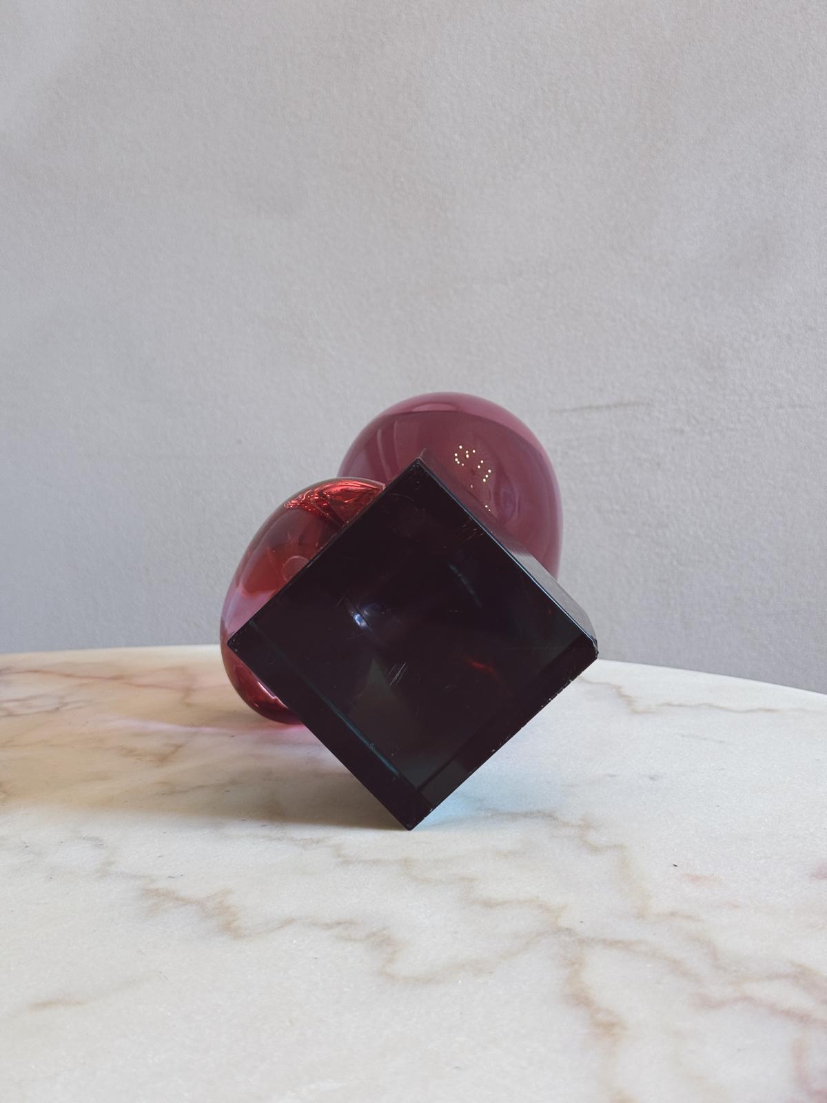 1980s Pink Abstract Glass Sculpture by Renato Anatra