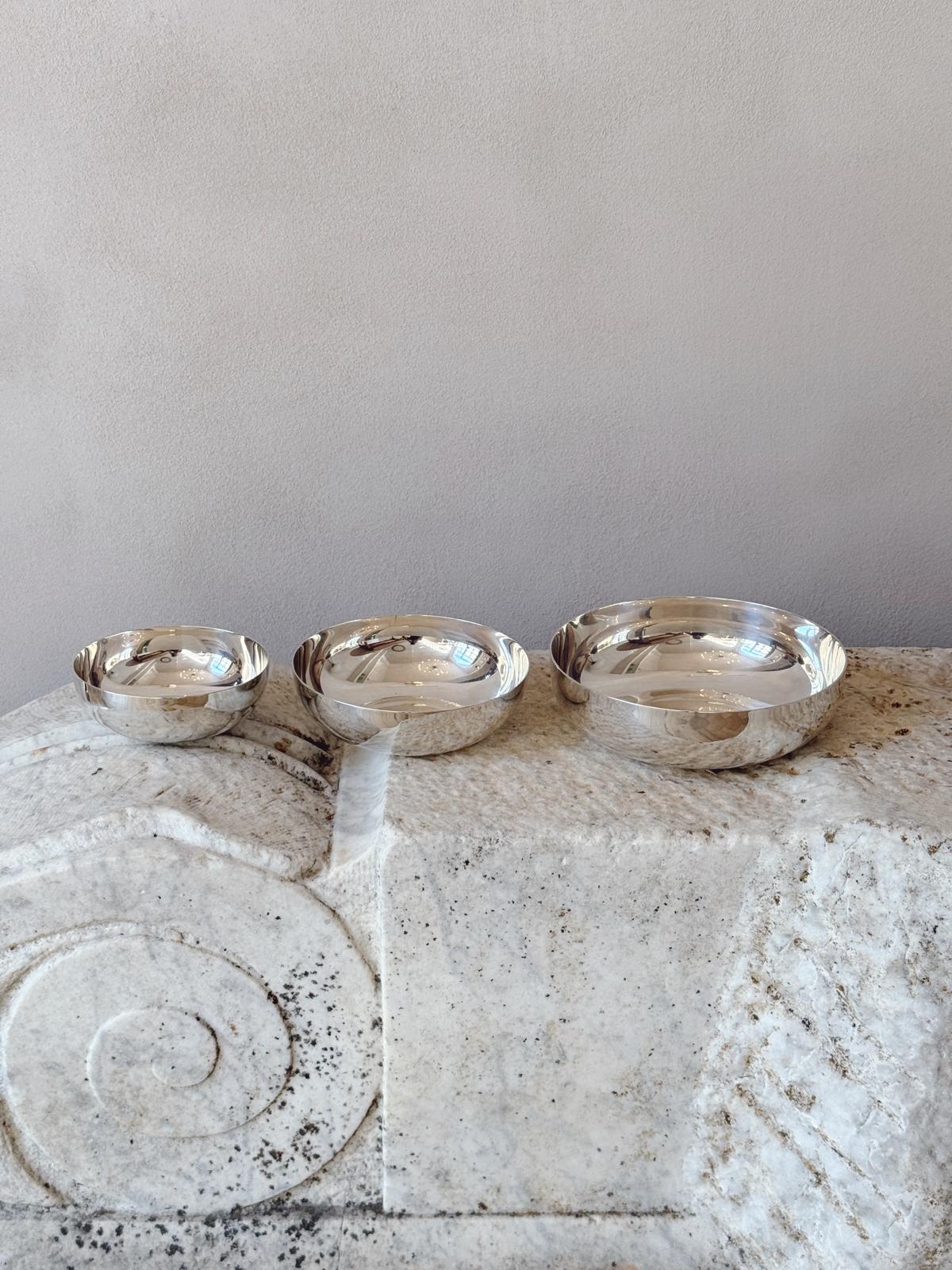 Set of three 1960s Christofle Silver Bowls