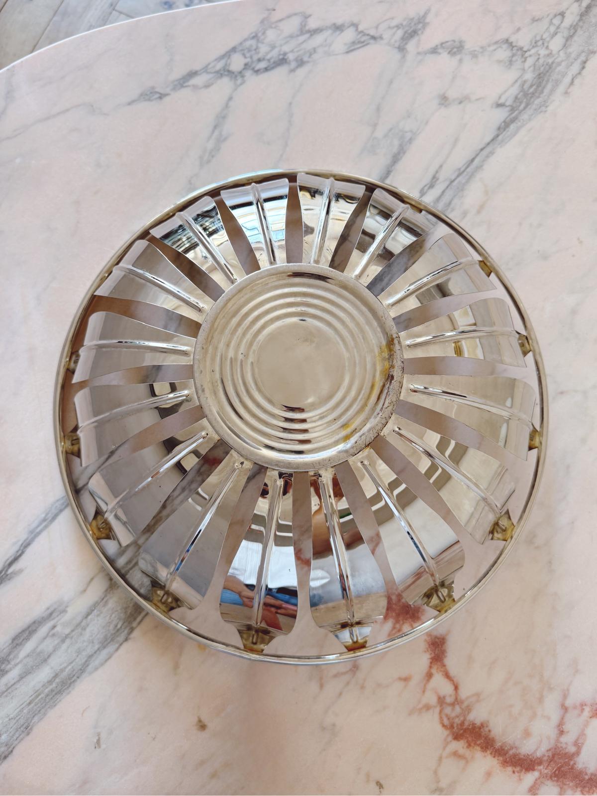 1970s Large Metal Leaf Display Basket