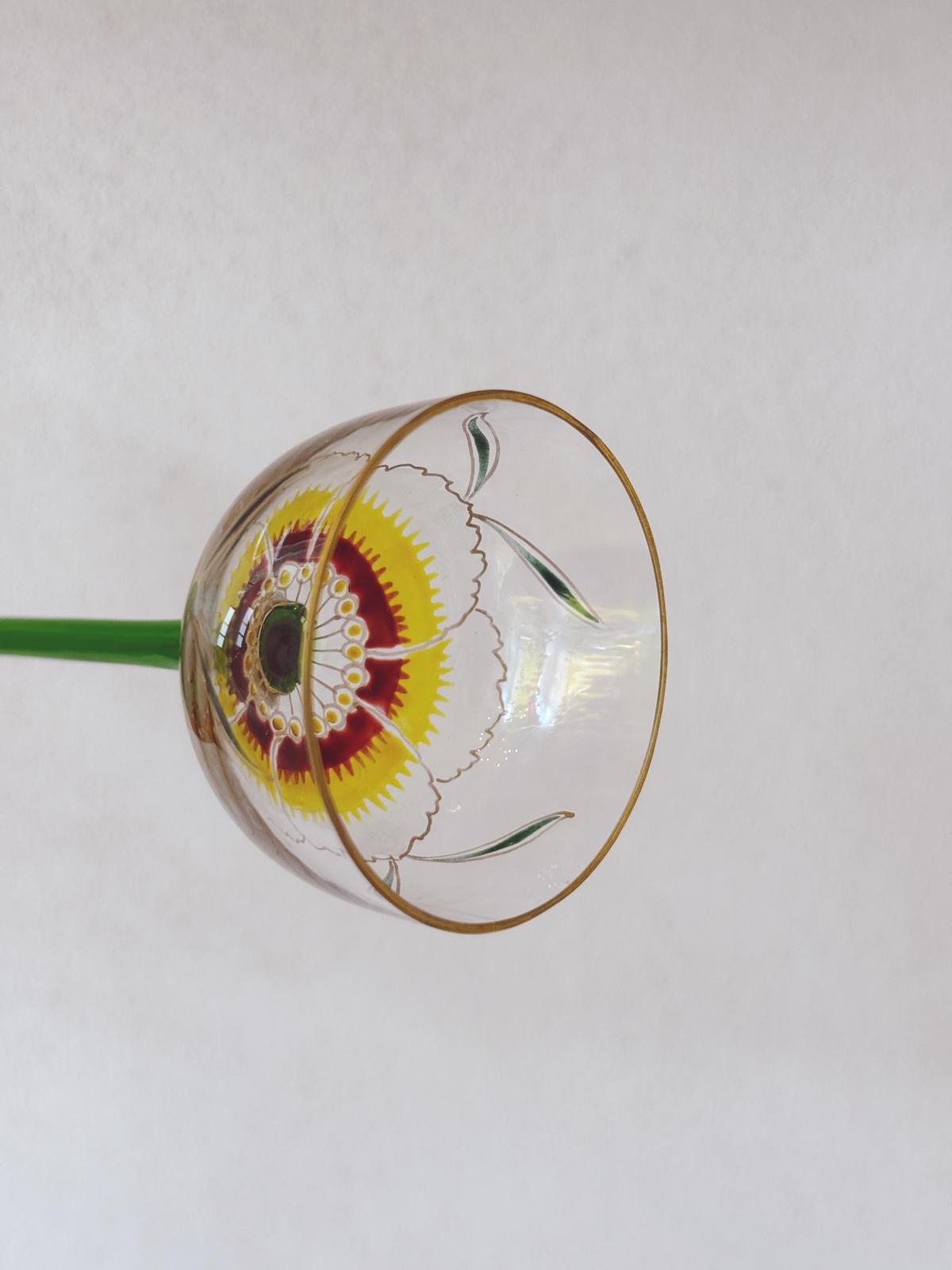 Set of Four Hand-painted 1940s Small Venetian Aperitivo Glasses