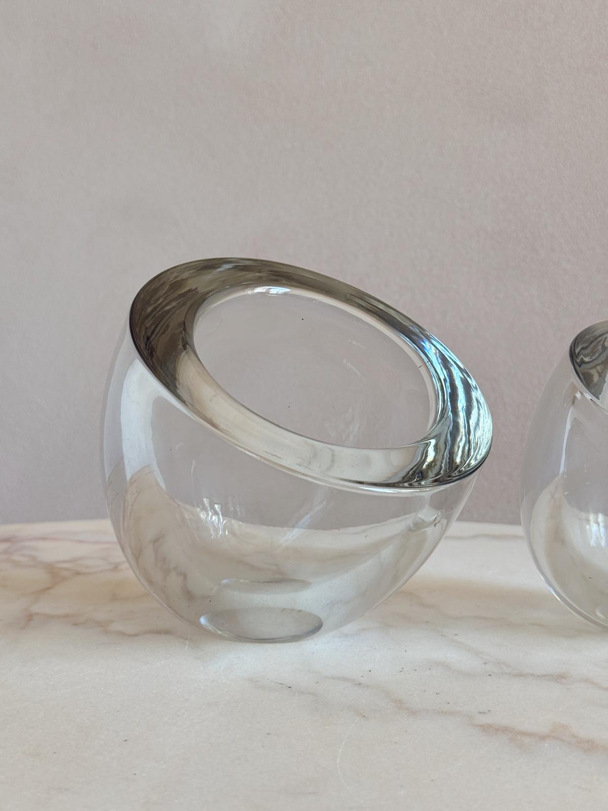 Pair of 1960s Signed Alfredo Barbini Murano Glass Bowls