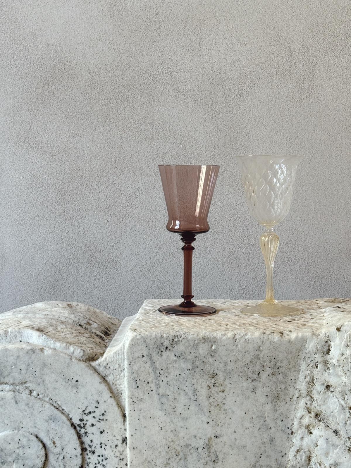 Perfectly Unmatched 1930s Duca Murano Wine Glasses (Set of 8)