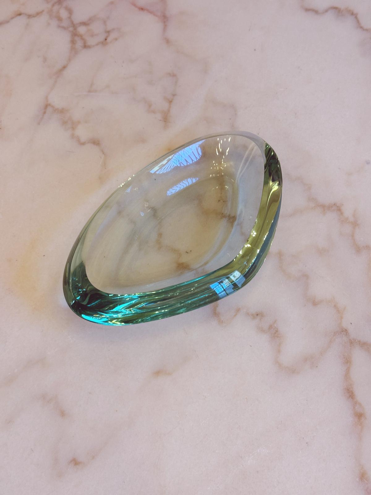 1960s Fontana Arte Pale Green Asymmetric Bowl