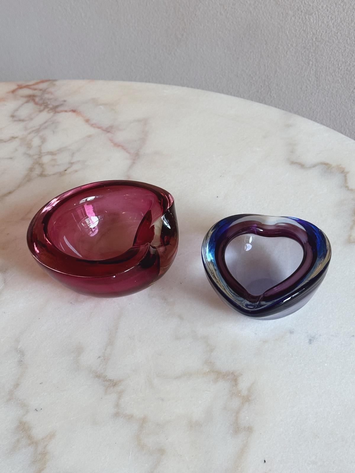 Pair of 1960s Pink and Purple Murano Glass bowls