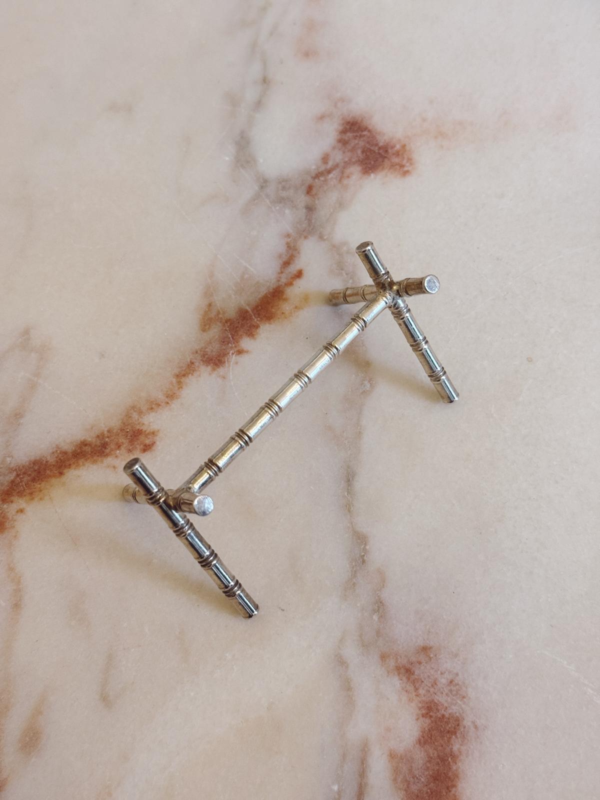 1960s Set of Six Silver-Plated Bamboo Knife & Fork Place Holders