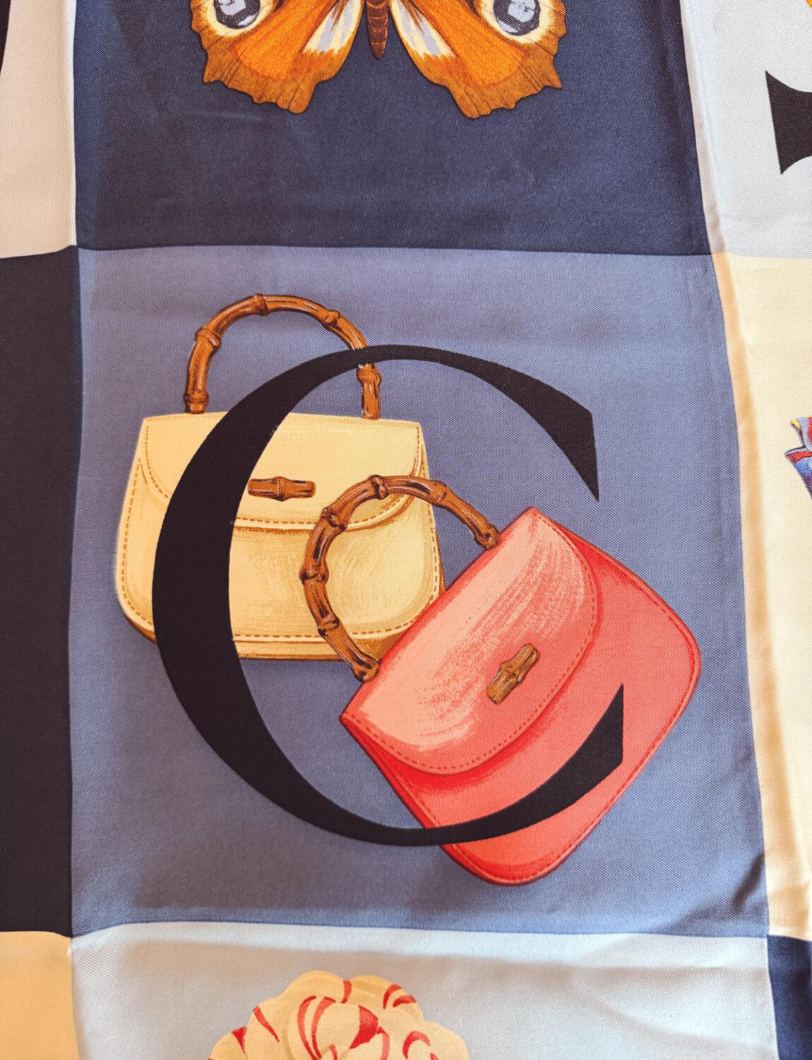 1980s Blue Gucci Silk Scarf