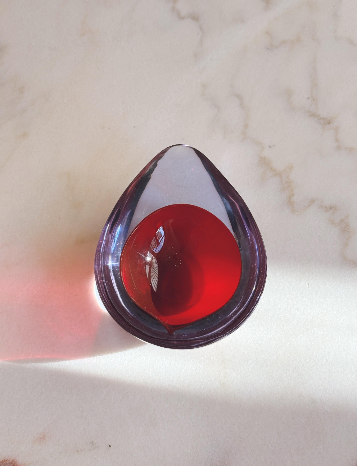 Flavio Poli 1960s Oval Sommerso Bowl in Pink & Red